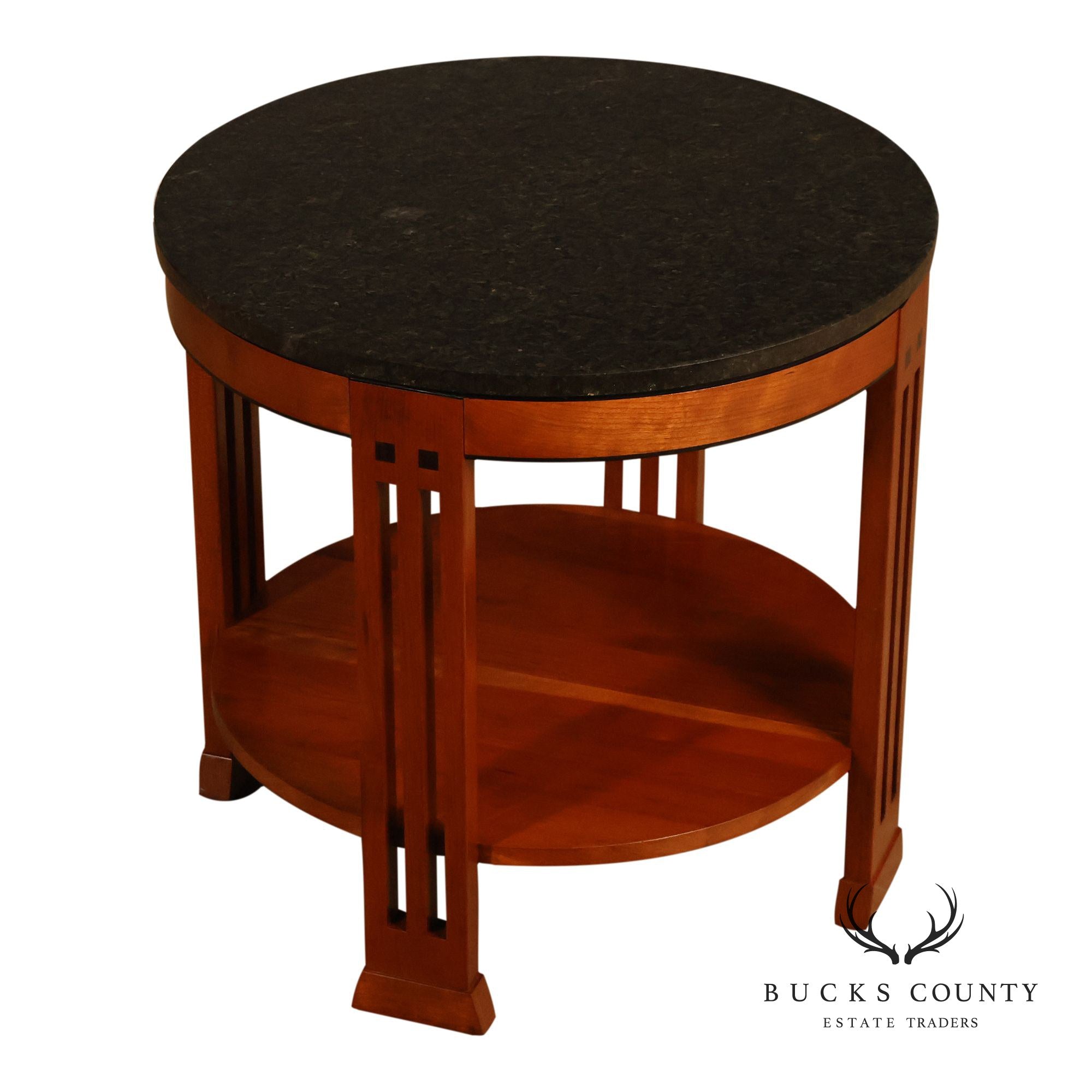 Stickley 21st Century Collection Round Cherry Granite Top Lamp Table