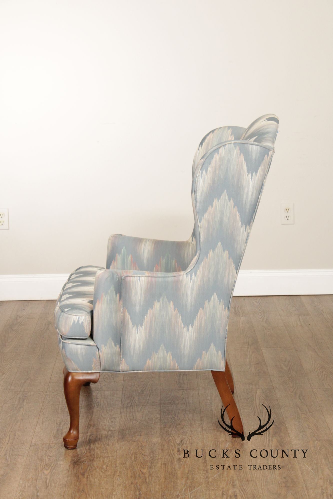 Ethan Allen Queen Anne Style Pair of Wingback Chairs