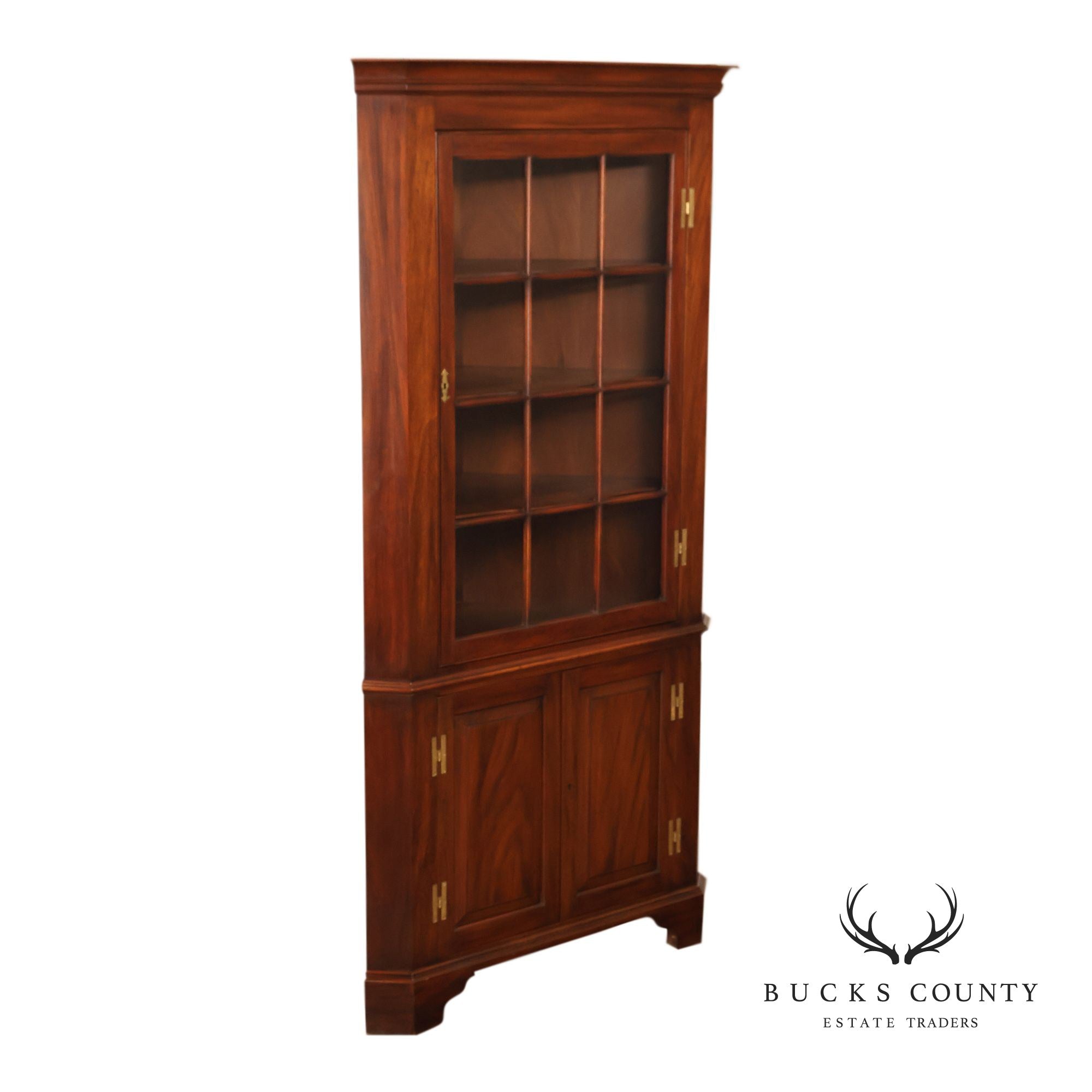 Henkel Harris Solid Mahogany Federal Style Corner Cabinet