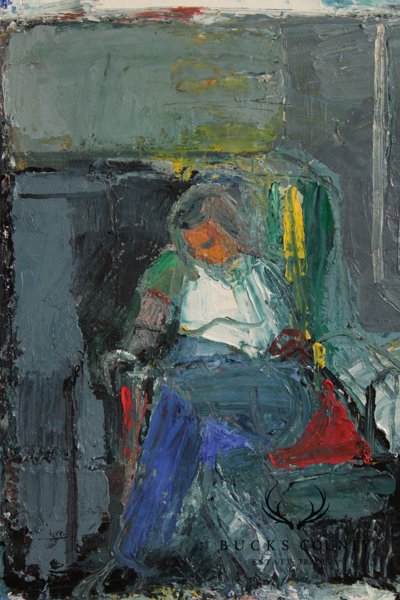 Dee Jenkins Abstract Oil Painting, 'Man on Train'
