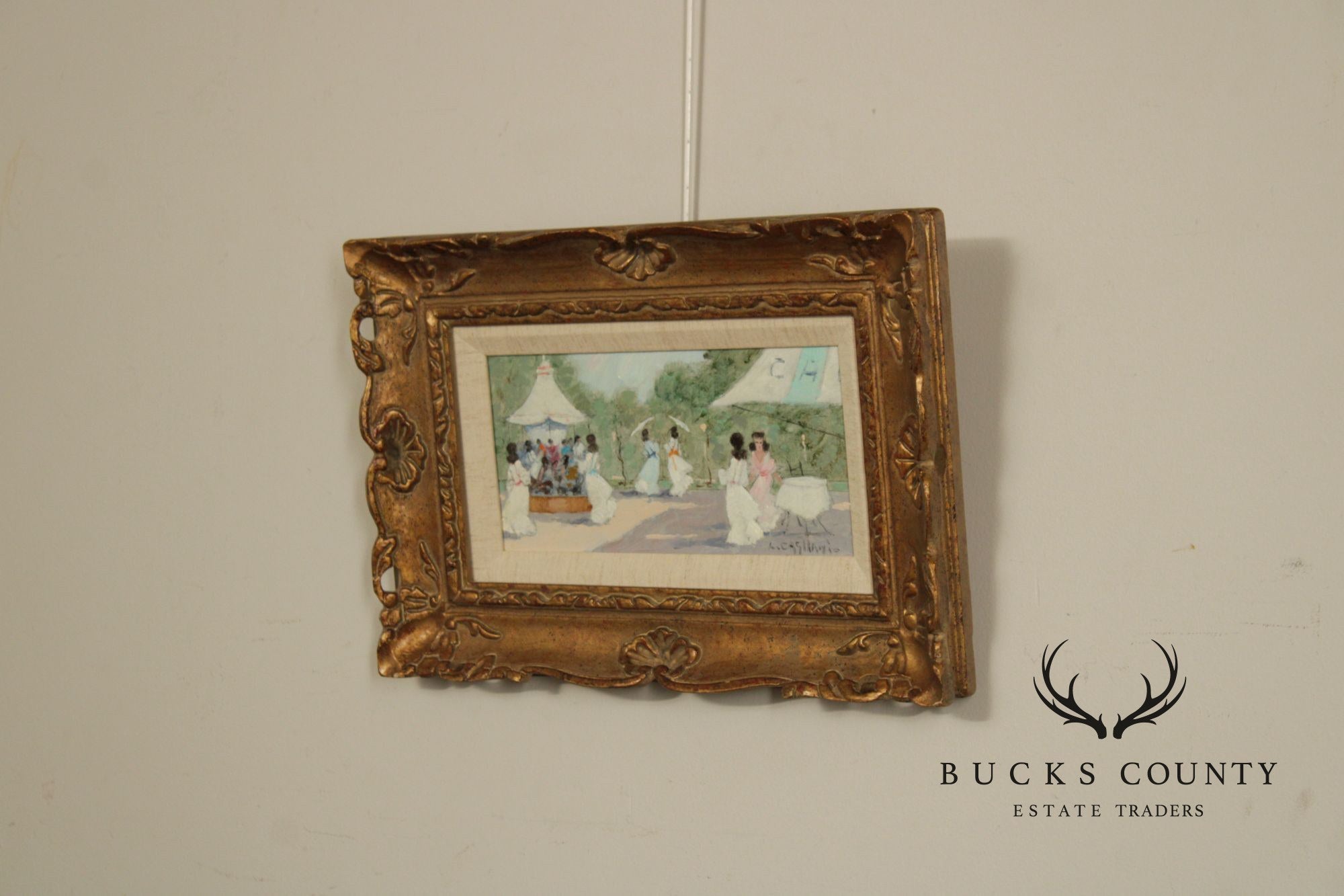 'Luigi Cagliani' Set Of 3 Small Oil Paintings In Heavy Gold Frames