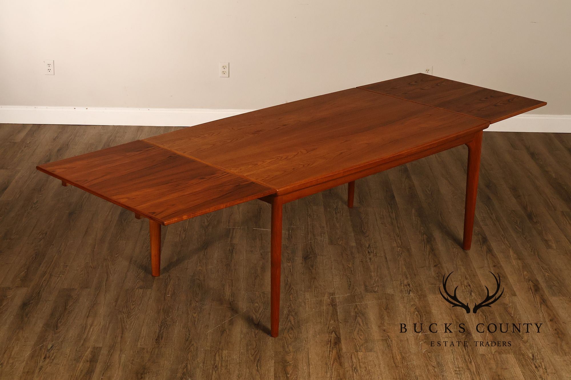 Danish Modern Teak Draw-Leaf Dining Table