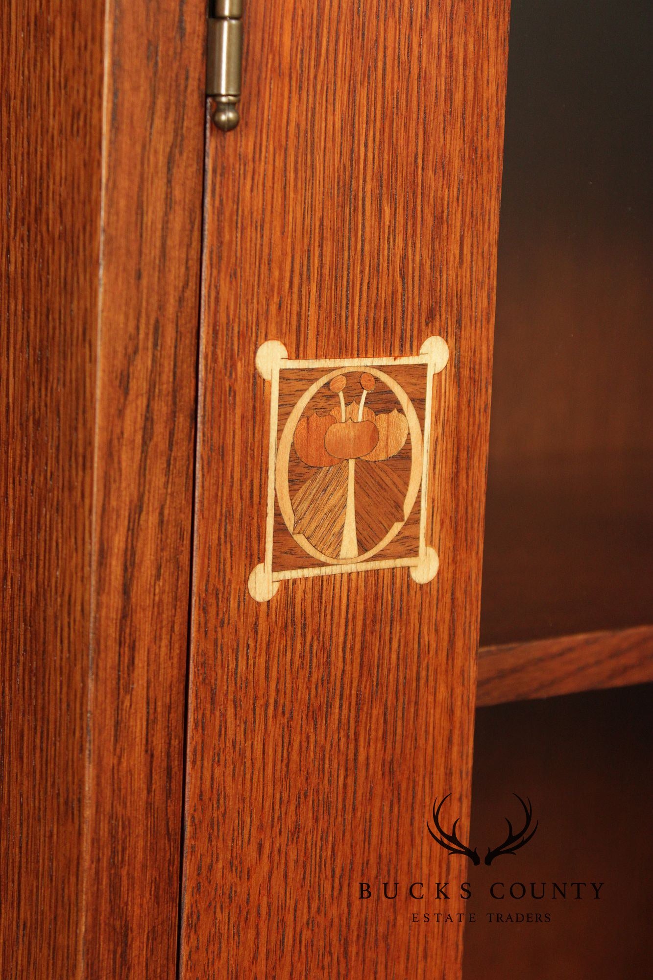 Stickley Mission Collection Oak Two Door Bookcase Harvey Ellis Inlaid Oak 2 Door Bookcase