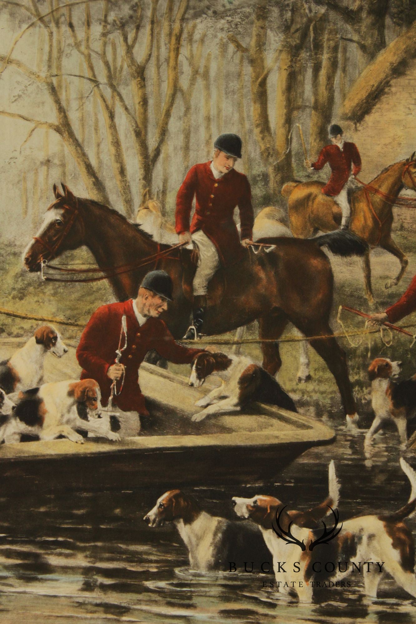 D.F. Thomson English Hunt Print, 'Home by the Ferry'