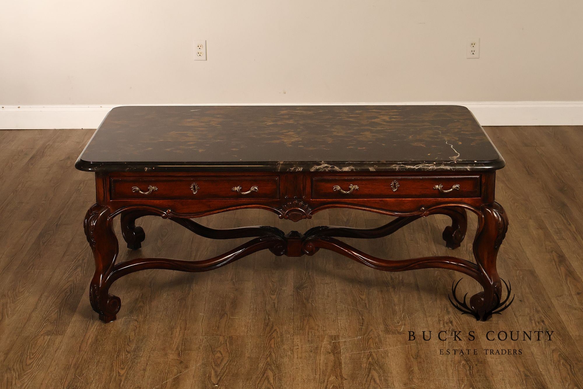 Henredon Carlyle Collection Louis XV Style Marble Top Cocktail Table