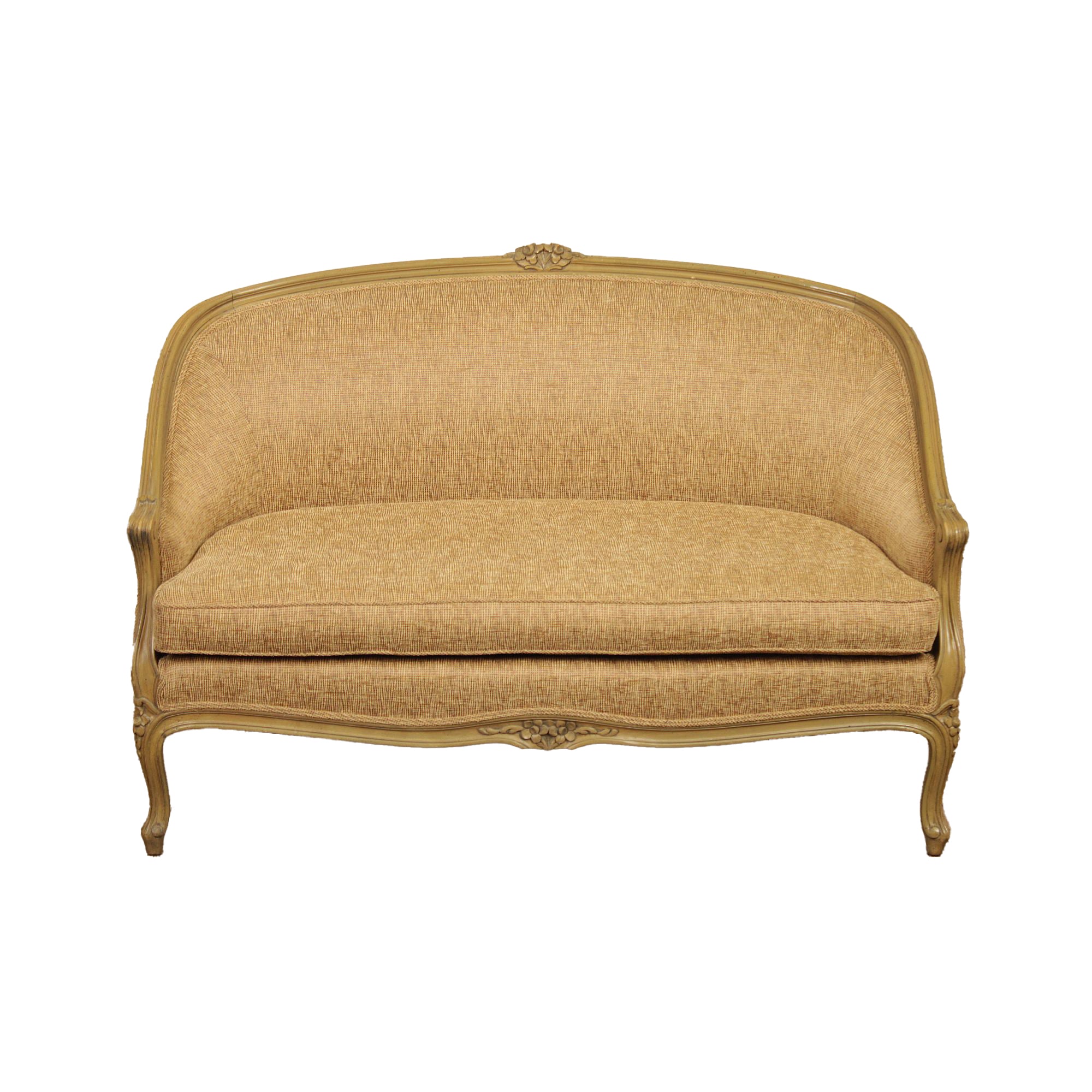 French Louis XV Style Distress Painted Settee Loveseat