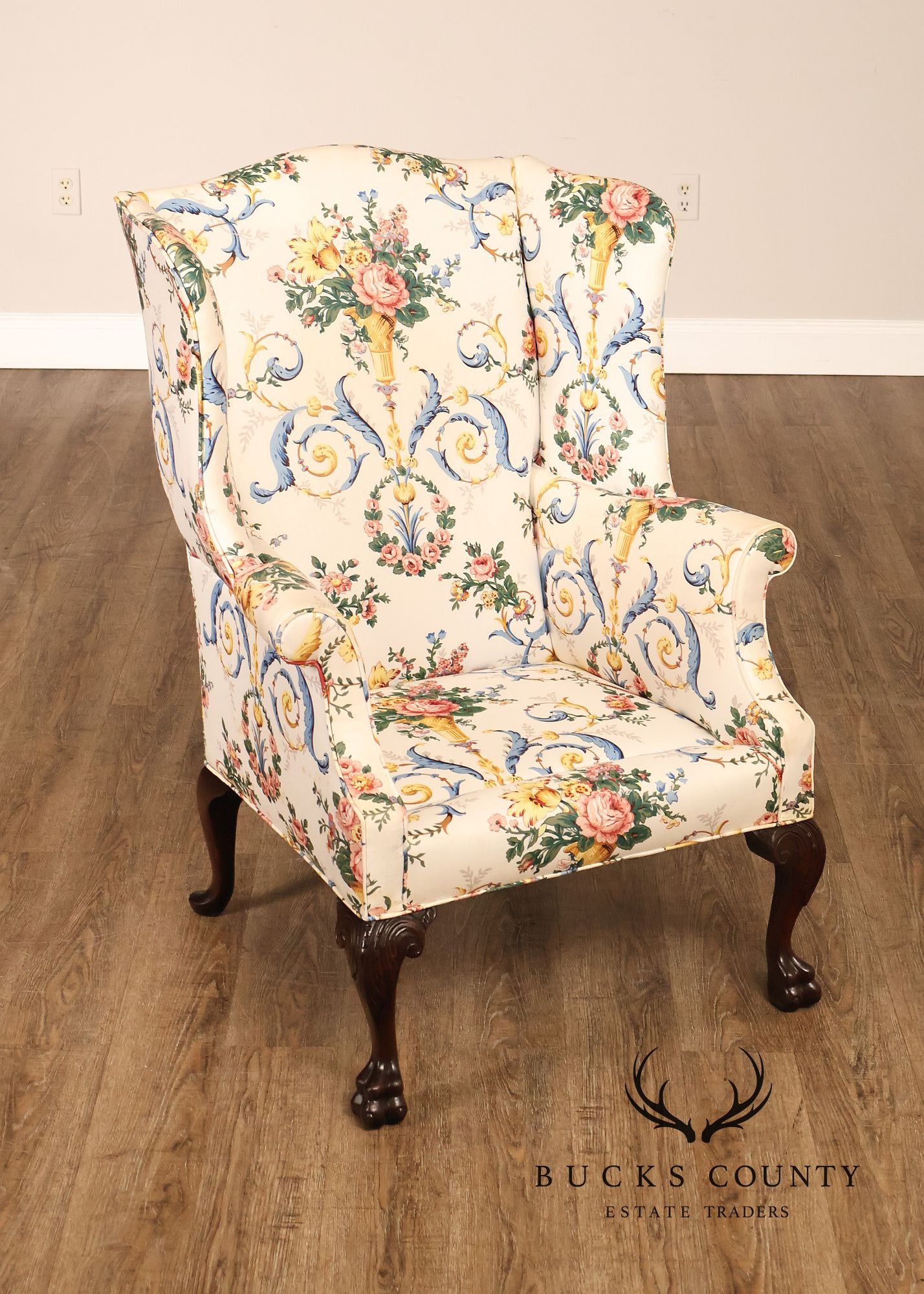 Georgian Style Upholstered Wing Chair