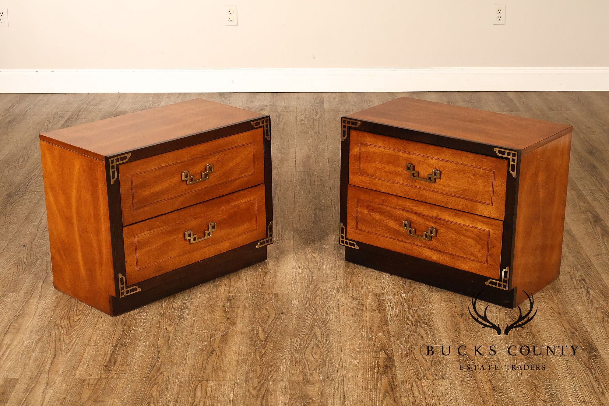Vintage Bassett Chinoiserie Style Nightstands