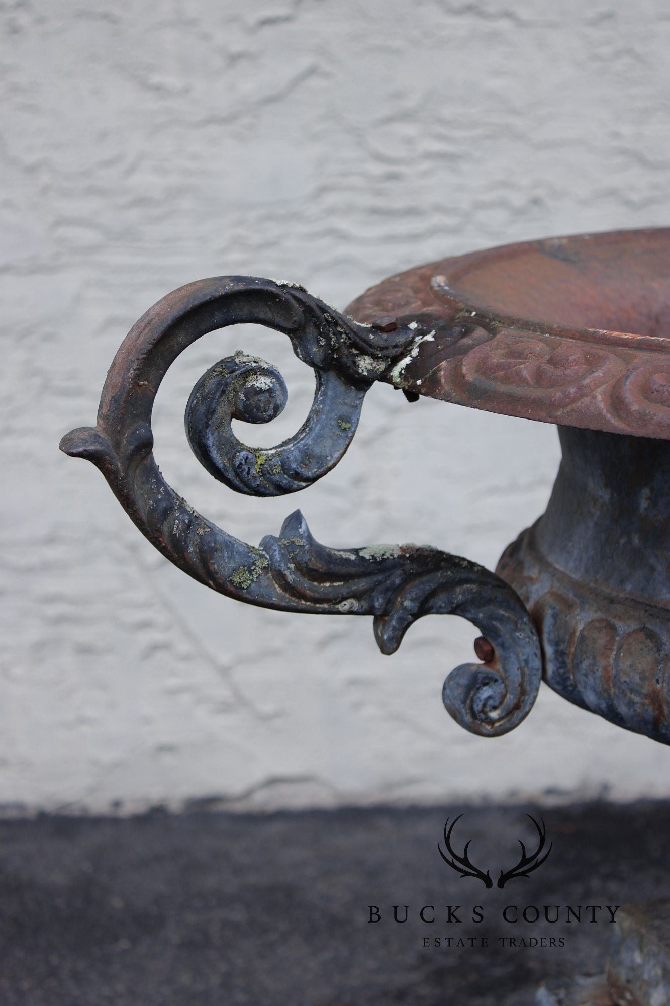 Vintage Cast Iron Neoclassical Garden Urn On Pedestal