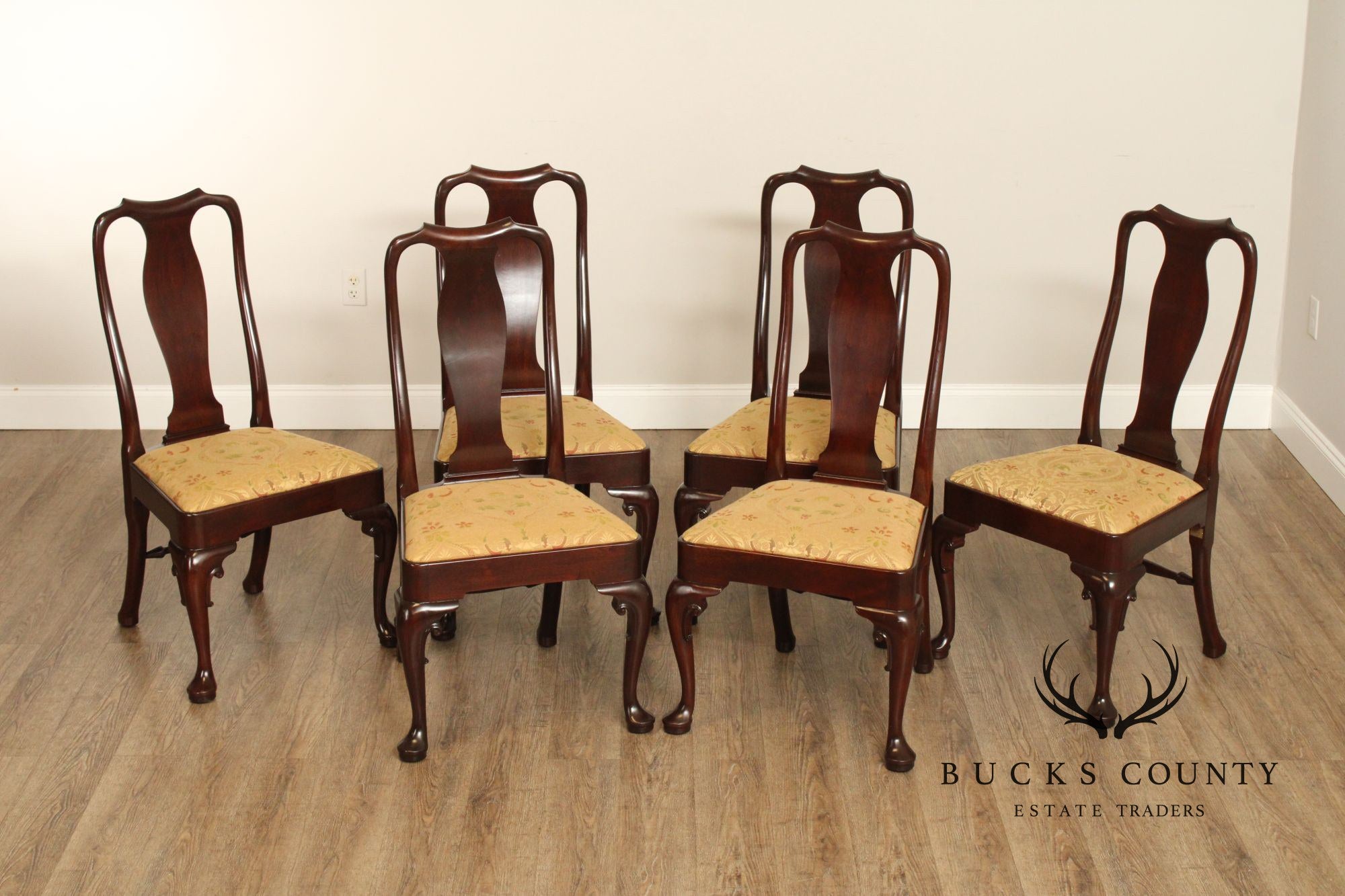 Stickley Williamsburg Reserve Set Of Six Mahogany Queen Anne Side Dining Chairs