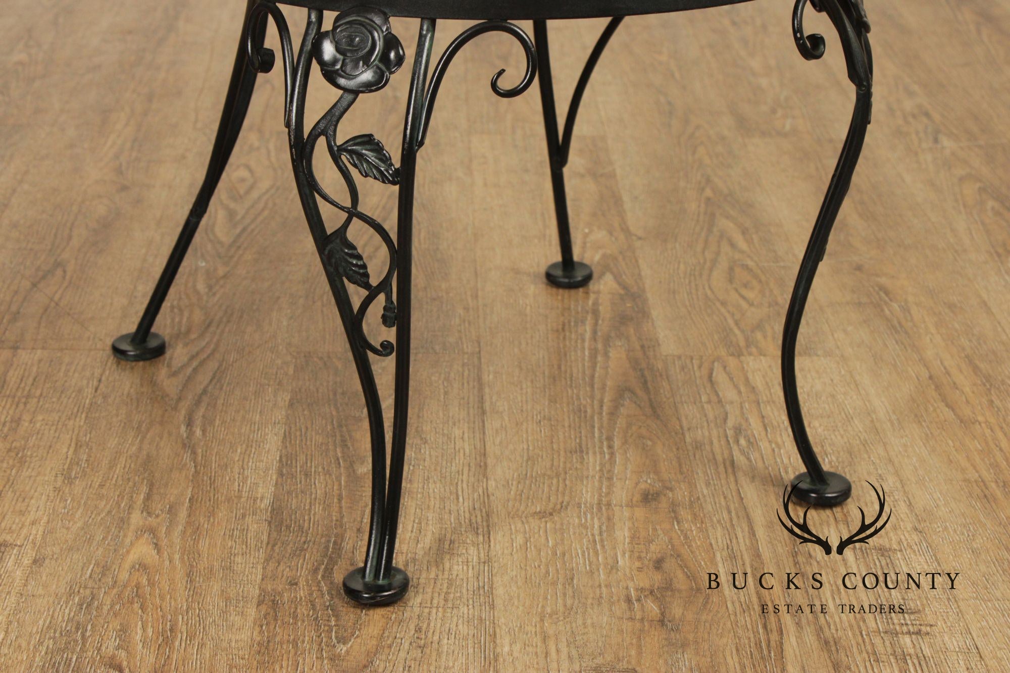 Woodard 'Chantilly Rose' Vintage Set of Four Wrought Iron Dining Chairs