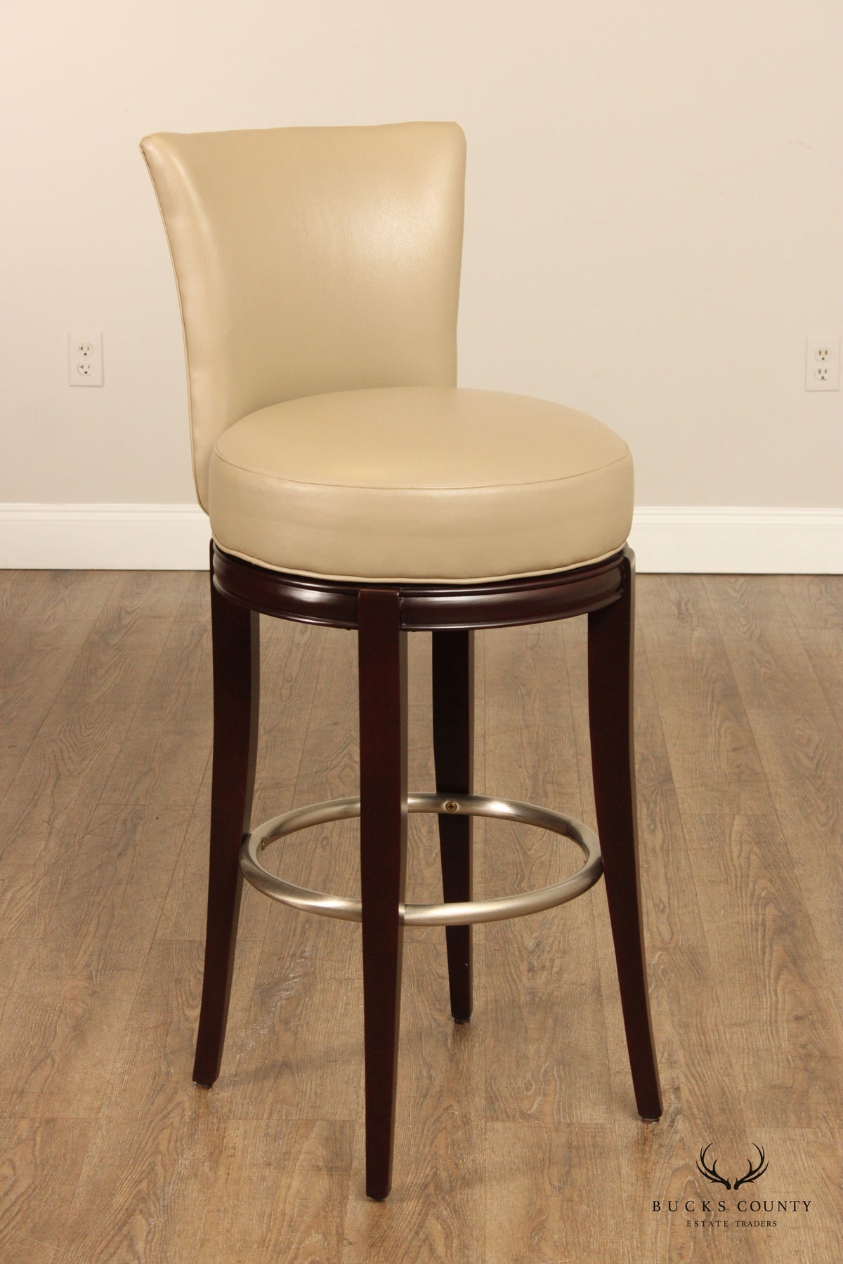 Designmaster Set Of Four 'Danbury' Leather Swivel Bar Stools