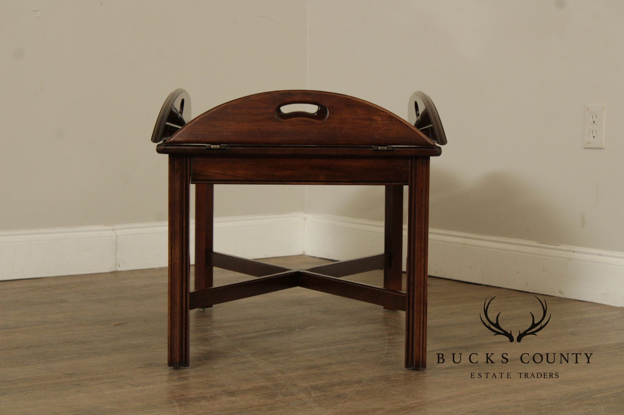 Ethan Allen Georgian Court Collection Chippendale Style Cherry Butler's Tray Coffee Table