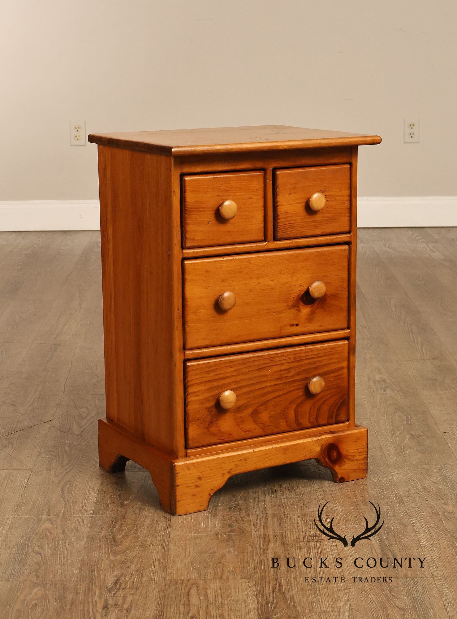 Rustic Pine Four-Drawer Nightstand