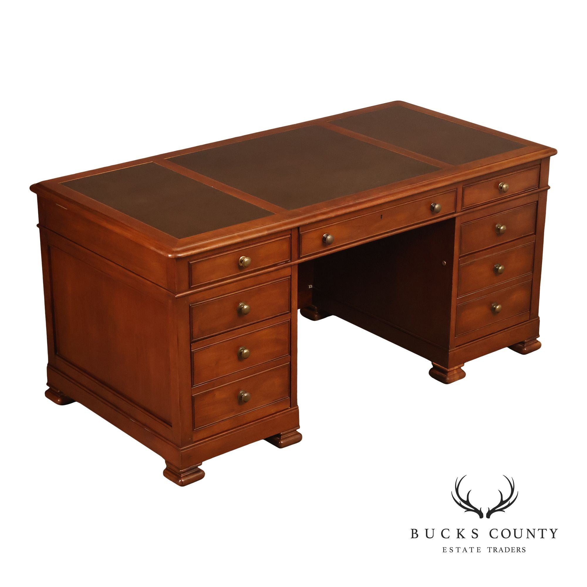 Sligh Leather Top Executive Pedestal Desk