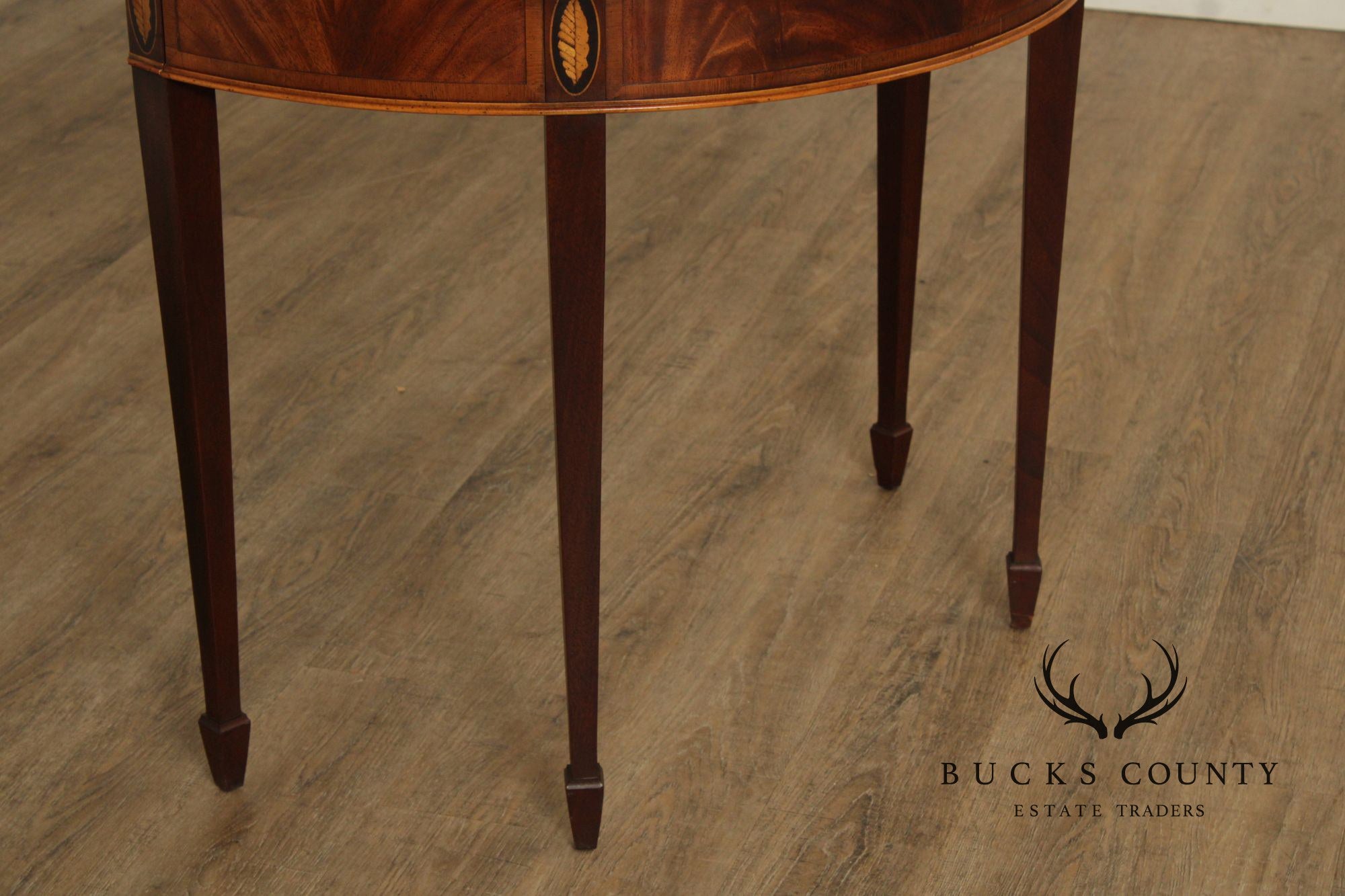 Hekman Federal Style Mahogany And Yew Wood Demilune Game Table