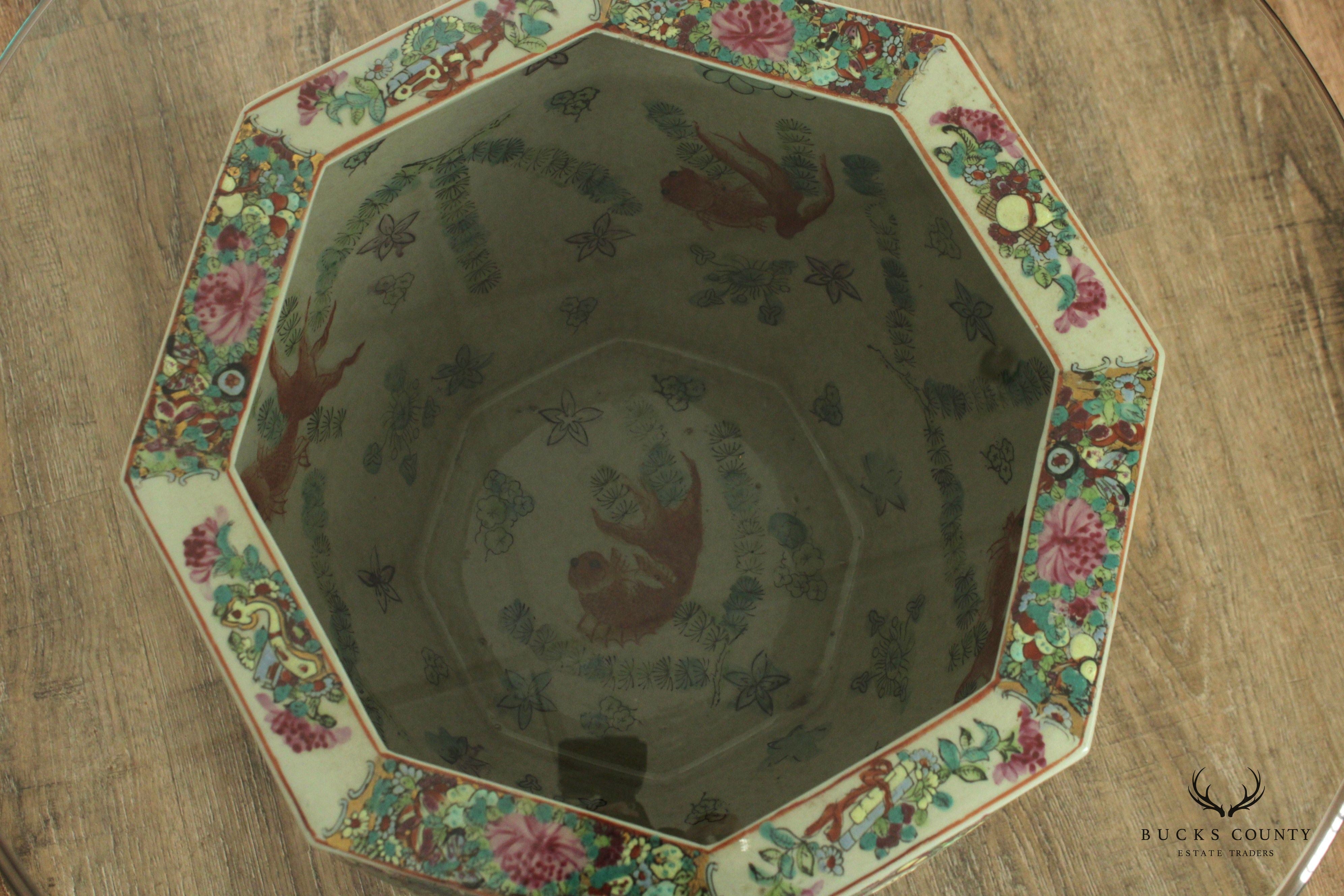 Chinese Famille Rose Enameled Porcelain Fishbowl Planter