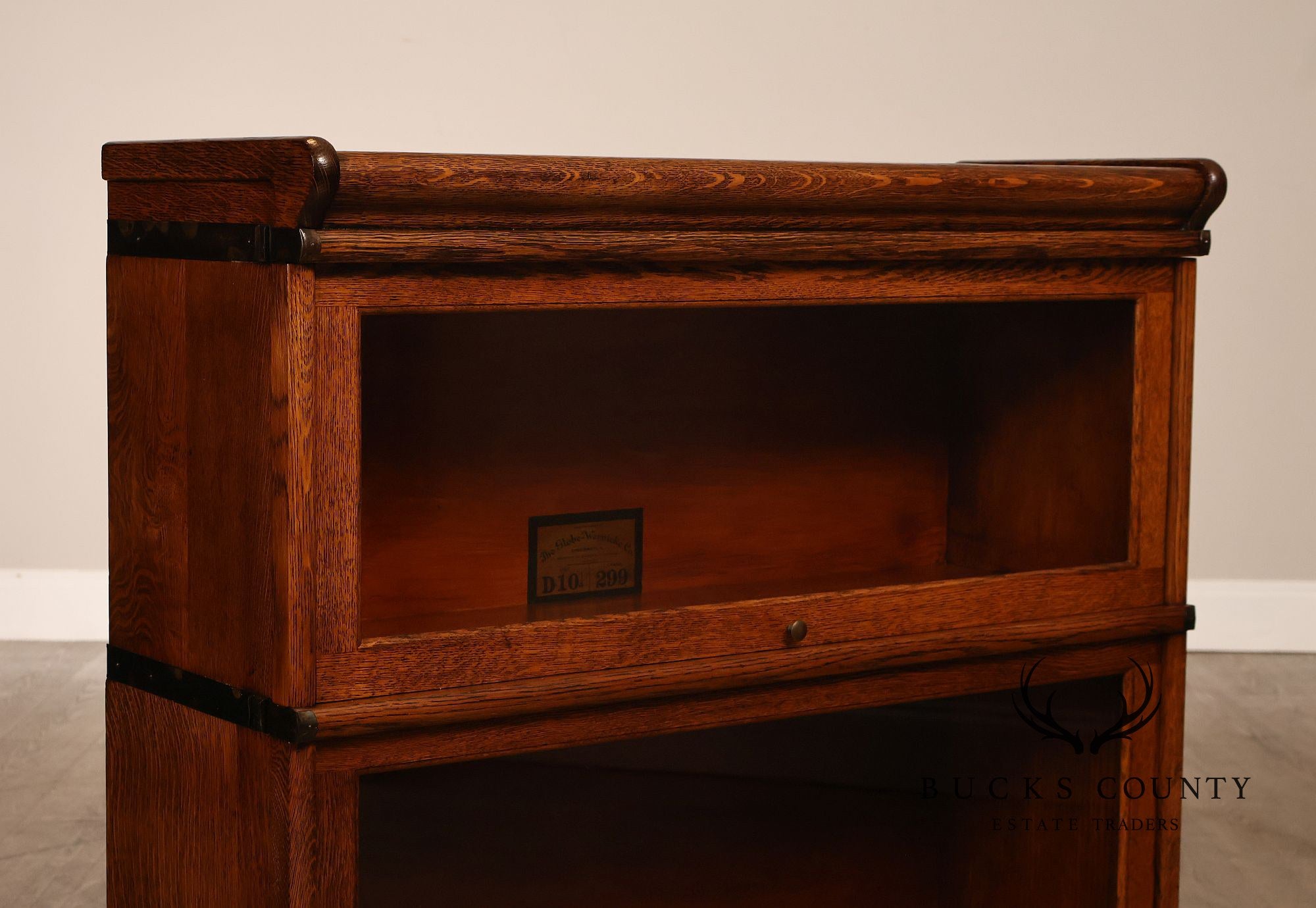 Globe-Wernicke Antique Oak Two-Stack Barrister Bookcase With Drawer Base