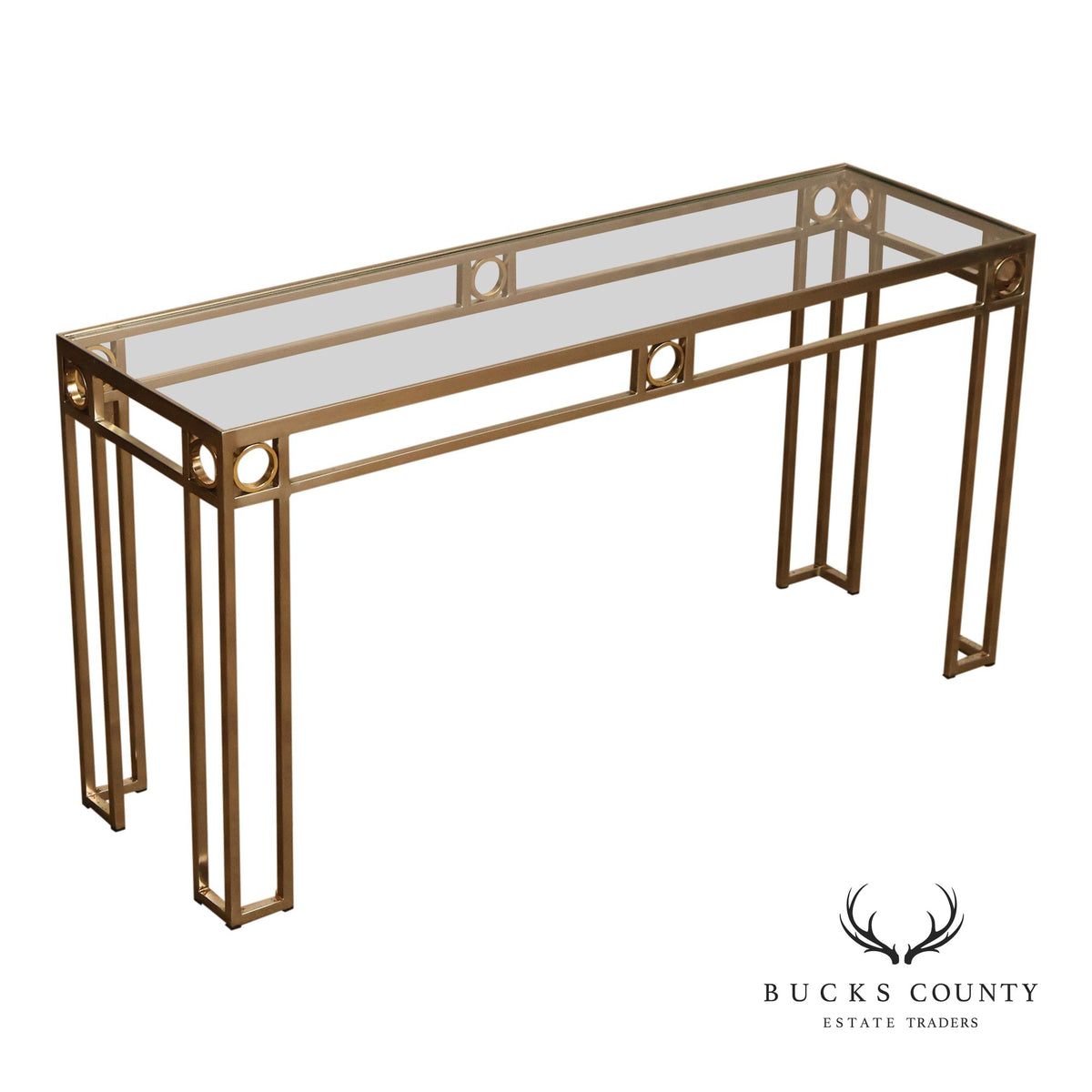 Modern Art Deco Style Glass Top Console Table