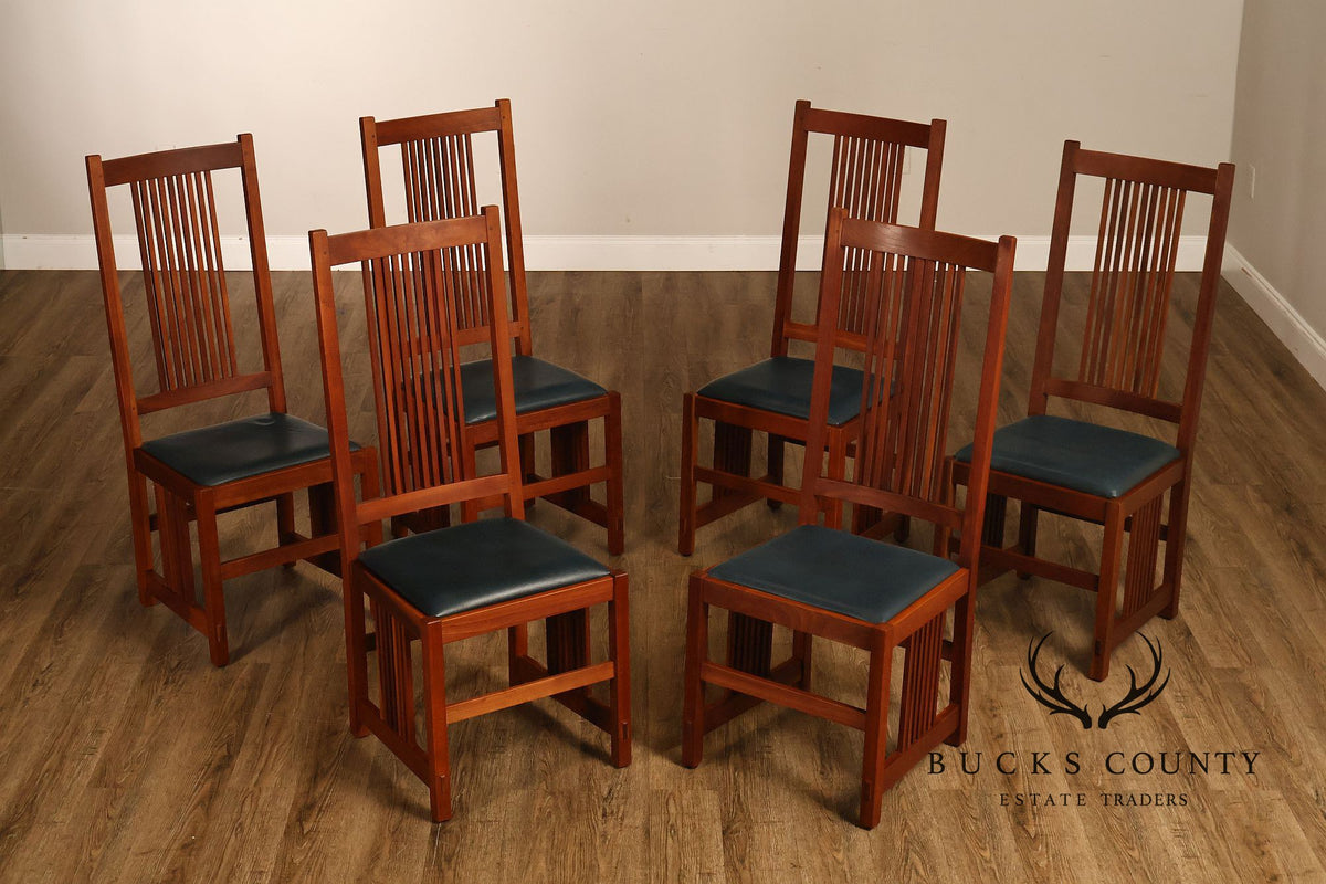 Stickley Mission Collection Cherry Set Of 6 Spindle Back Dining Chairs