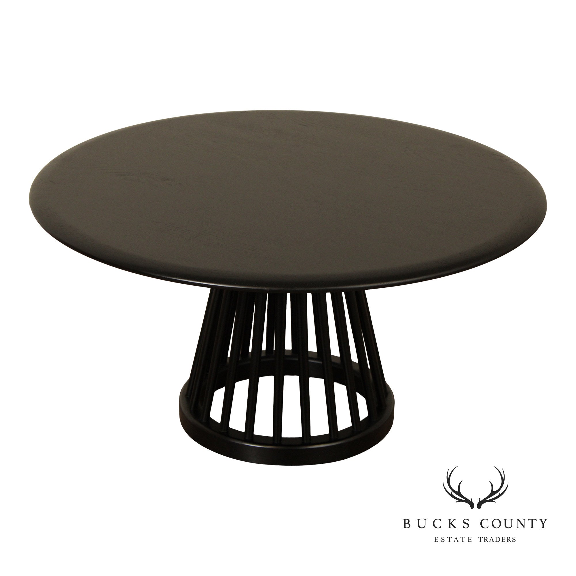 Tom Dixon Modern 'Fan' Oak Round Black Coffee Table