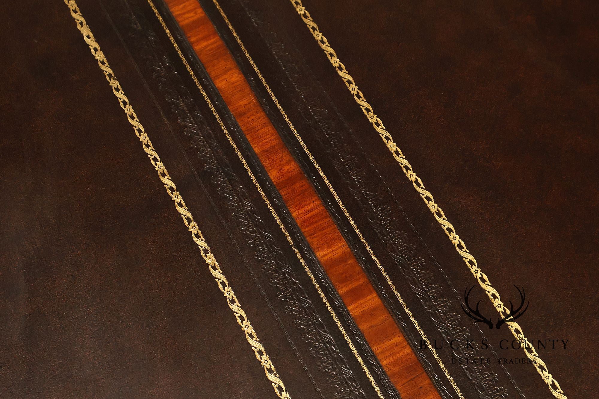 Maitland-Smith Carved Mahogany Leather Top Executive Partner's Desk