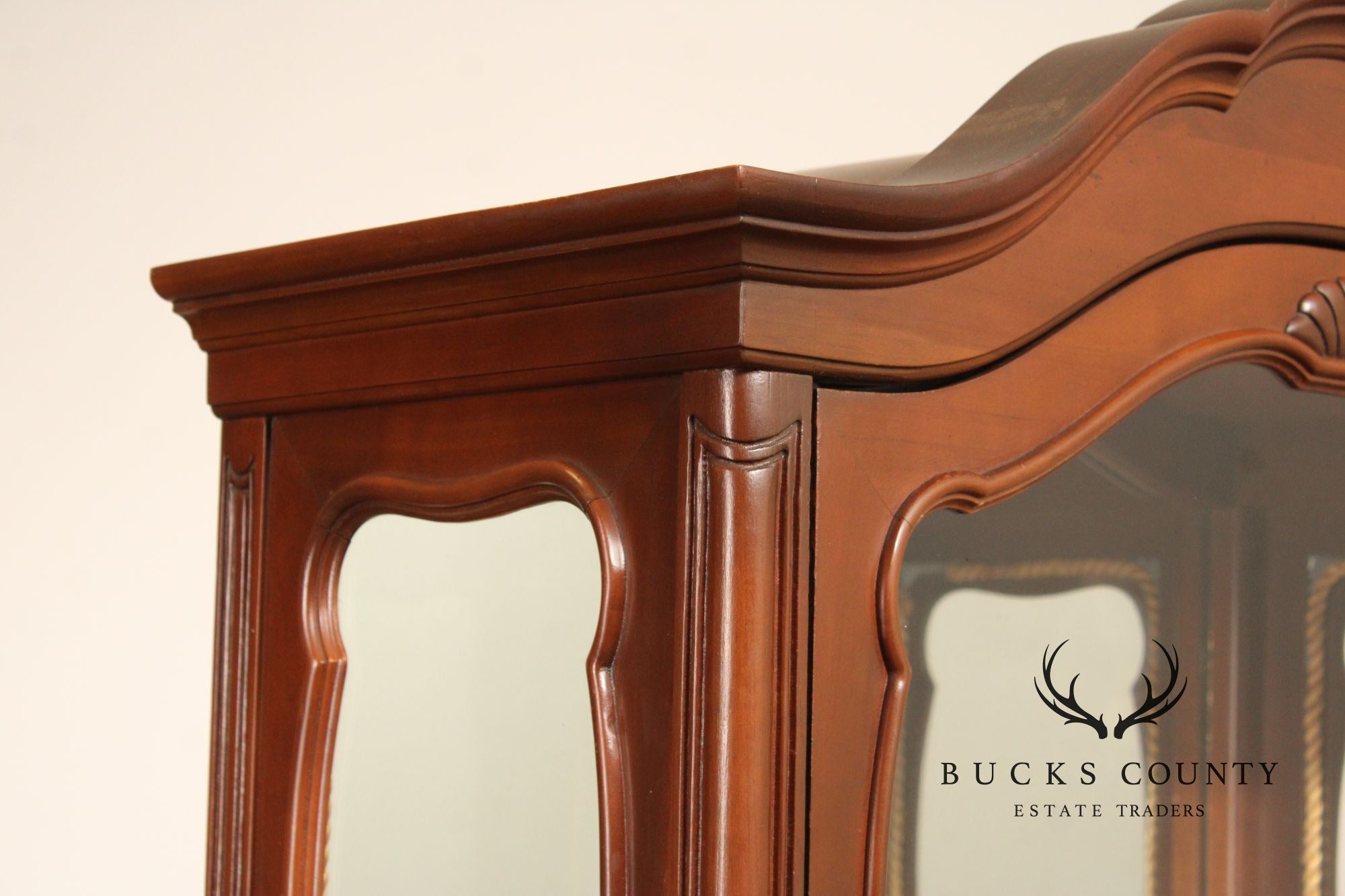 French Style Vintage Glass Curio Vitrine Cabinet