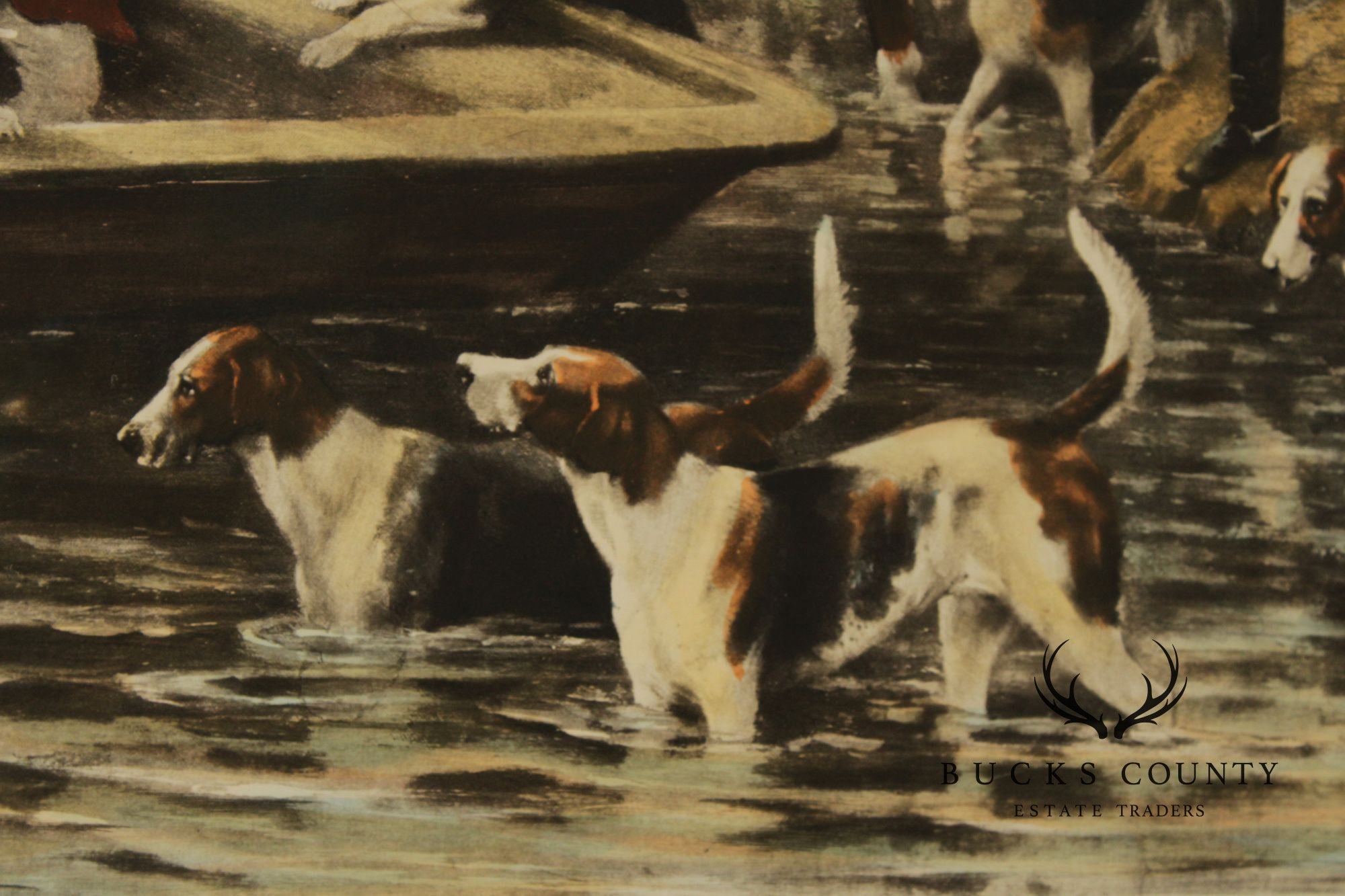 D.F. Thomson English Hunt Print, 'Home by the Ferry'