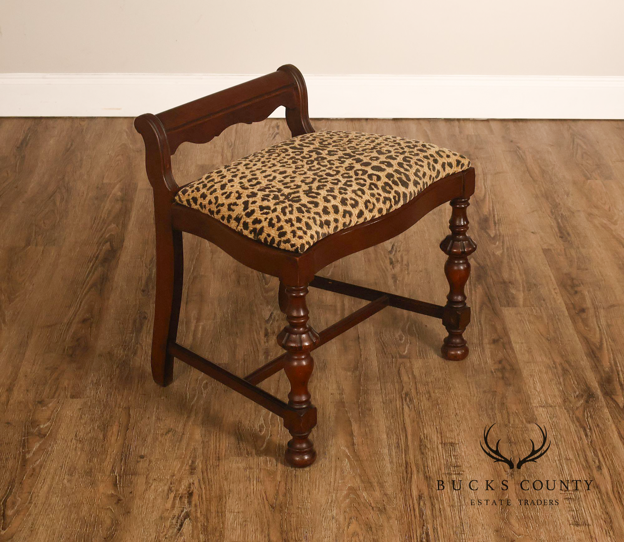 1930's Vintage Walnut Vanity Bench