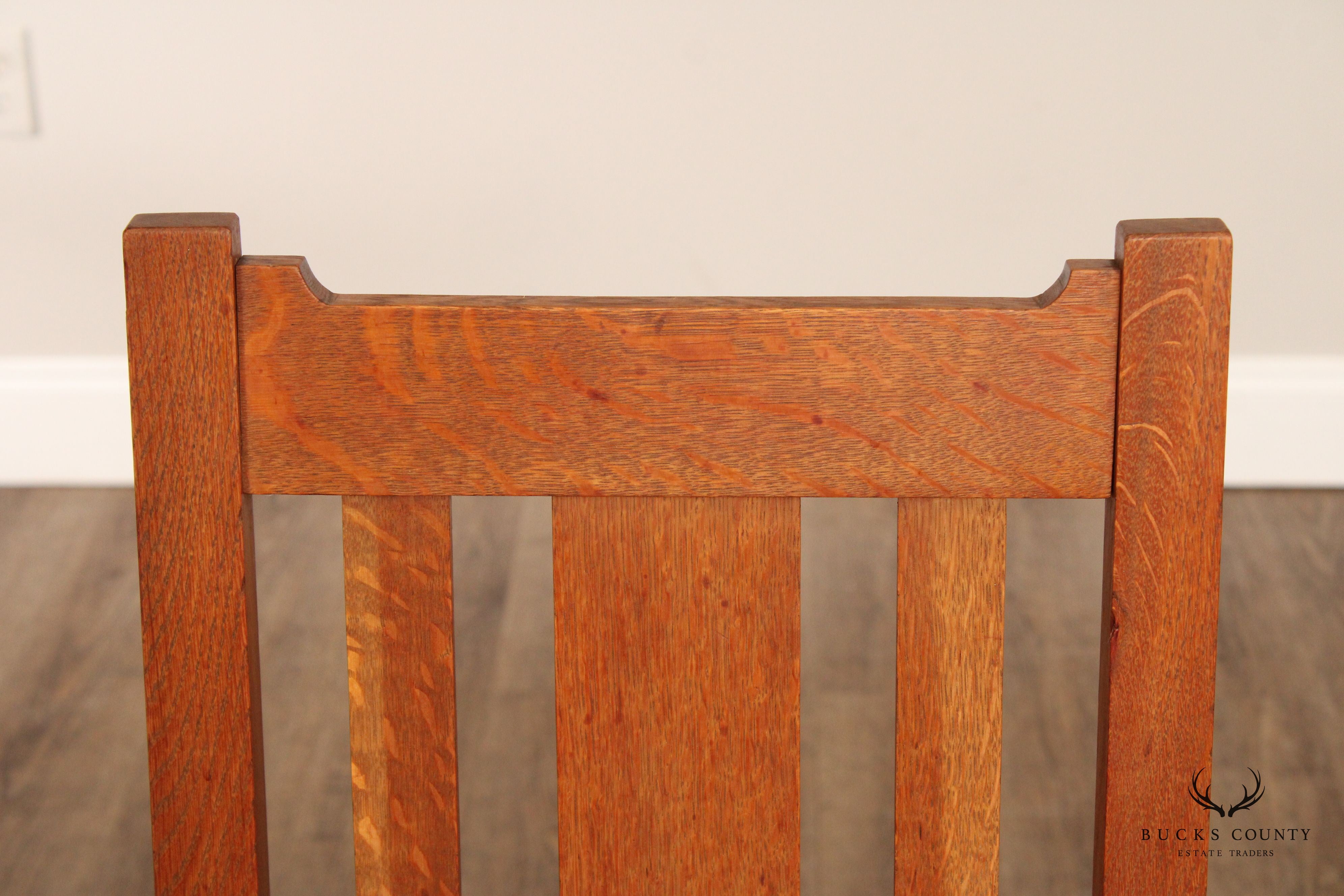 Antique Mission Oak and Leather Side Chair