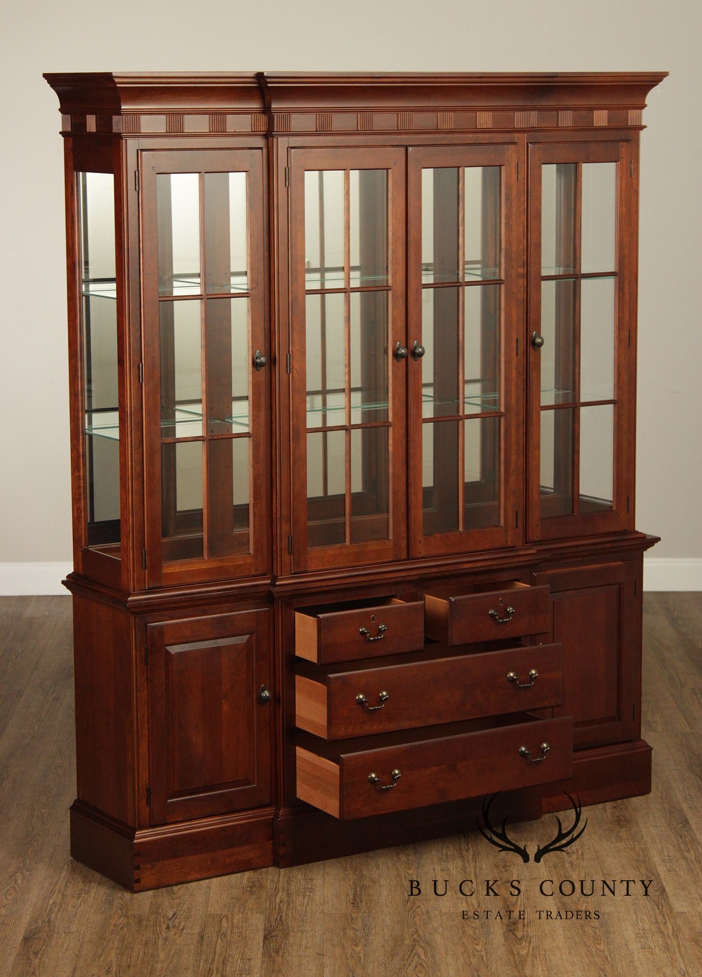 Pennsylvania House Cherry Colonial Style Lighted China Cabinet Hutch