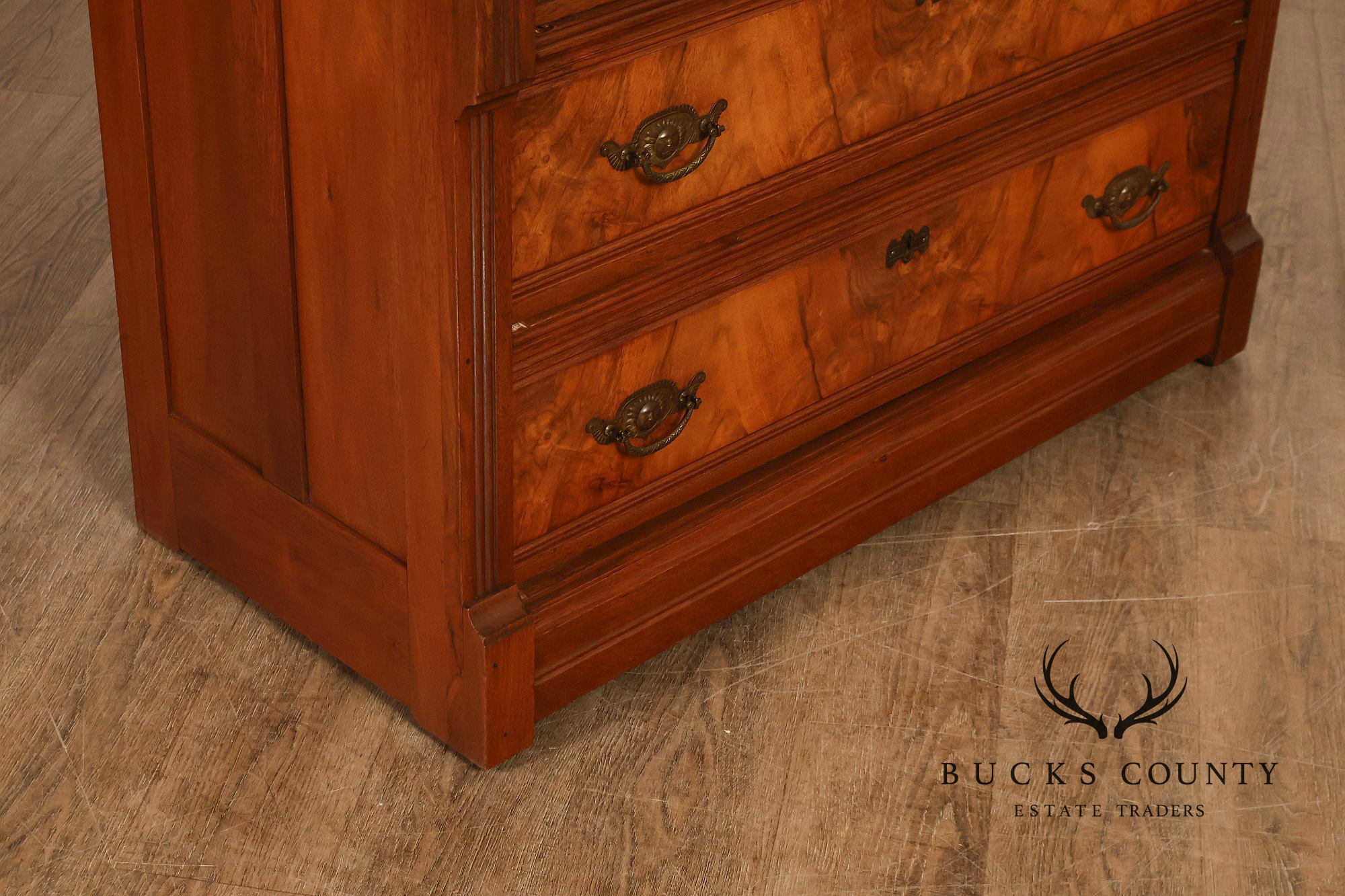 Antique Victorian Eastlake Walnut Marble Top Dresser With Mirror