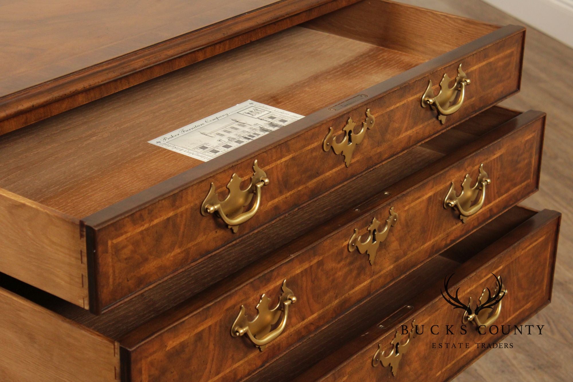Baker Stately Homes Georgian Style Walnut Chest Of Drawers