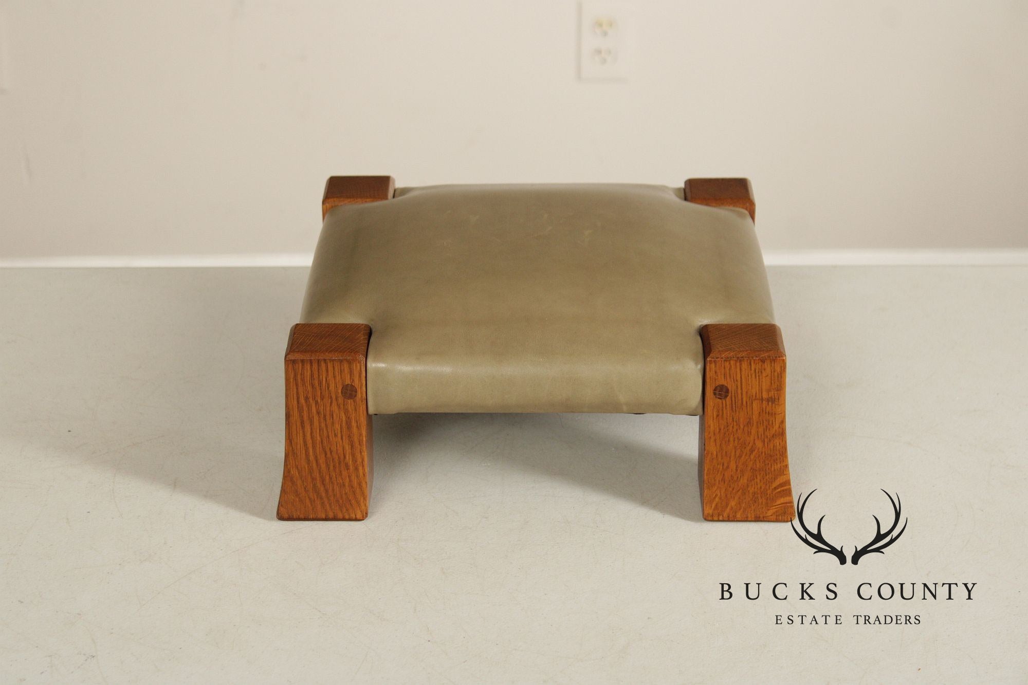 Stickley Mission Collection Oak and Leather Monk Footstool