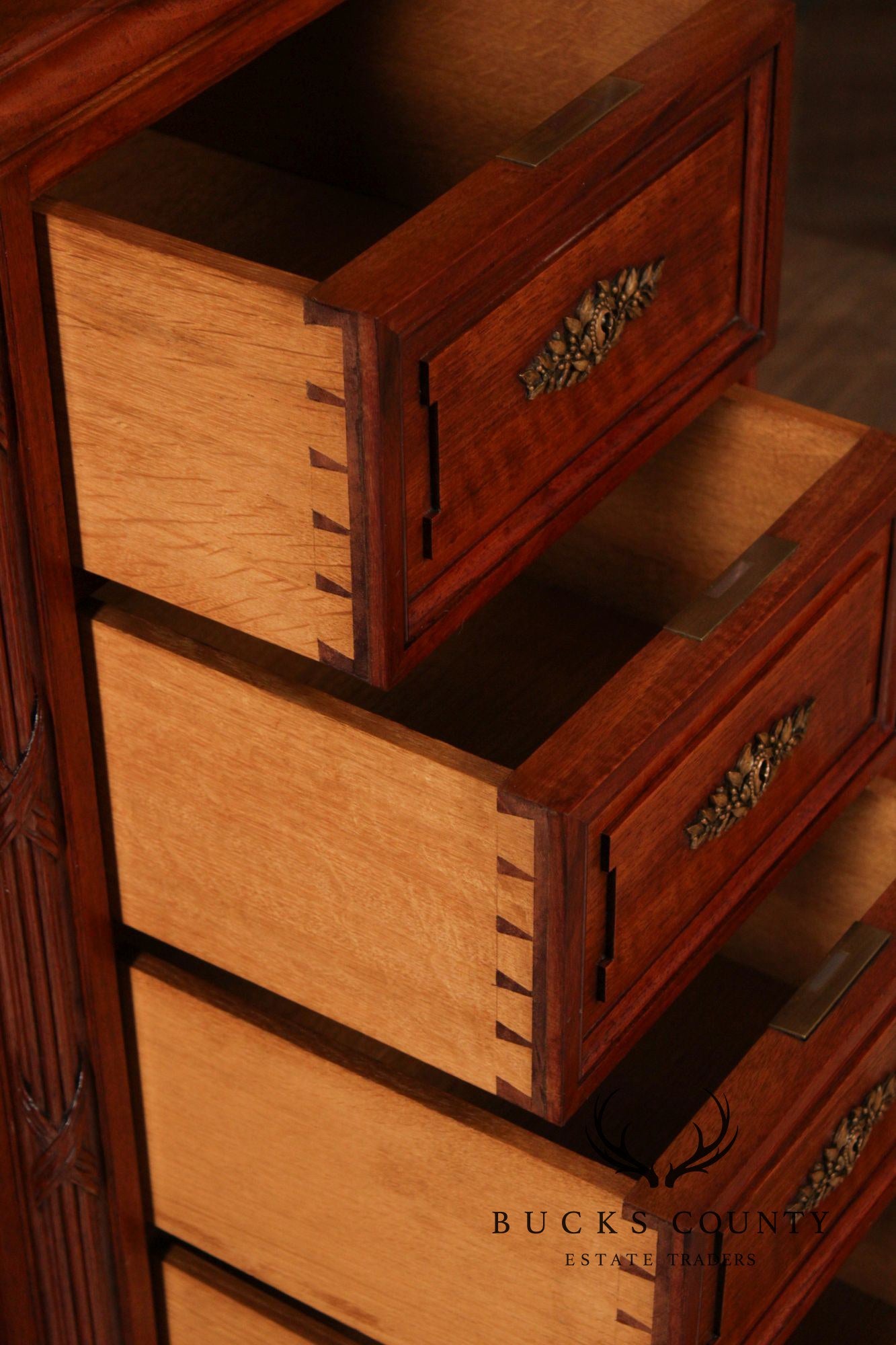 Antique French Carved Walnut Display Cabinet
