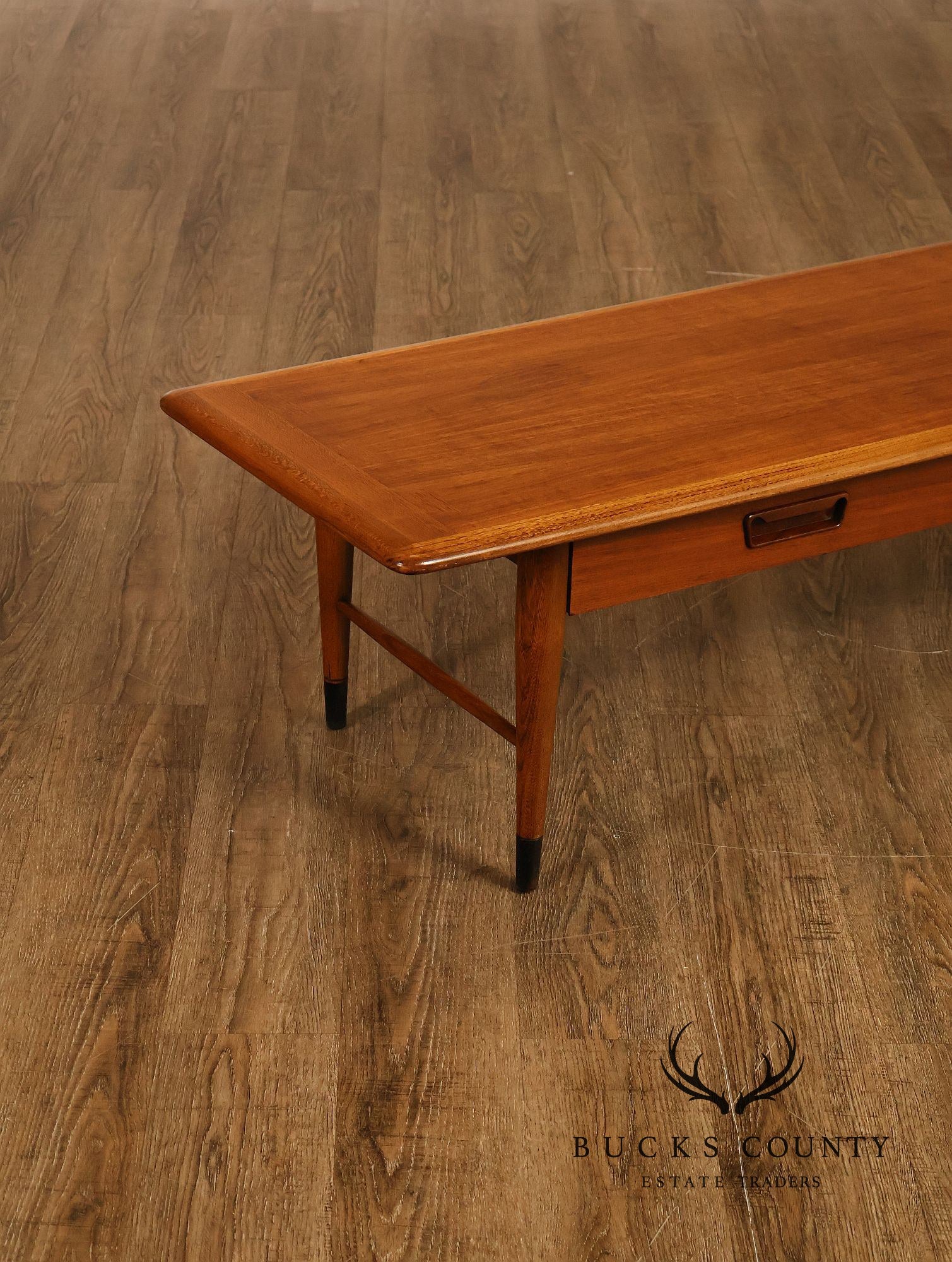 Lane Acclaim Mid Century Modern Walnut Single Drawer Rectangular Coffee Table