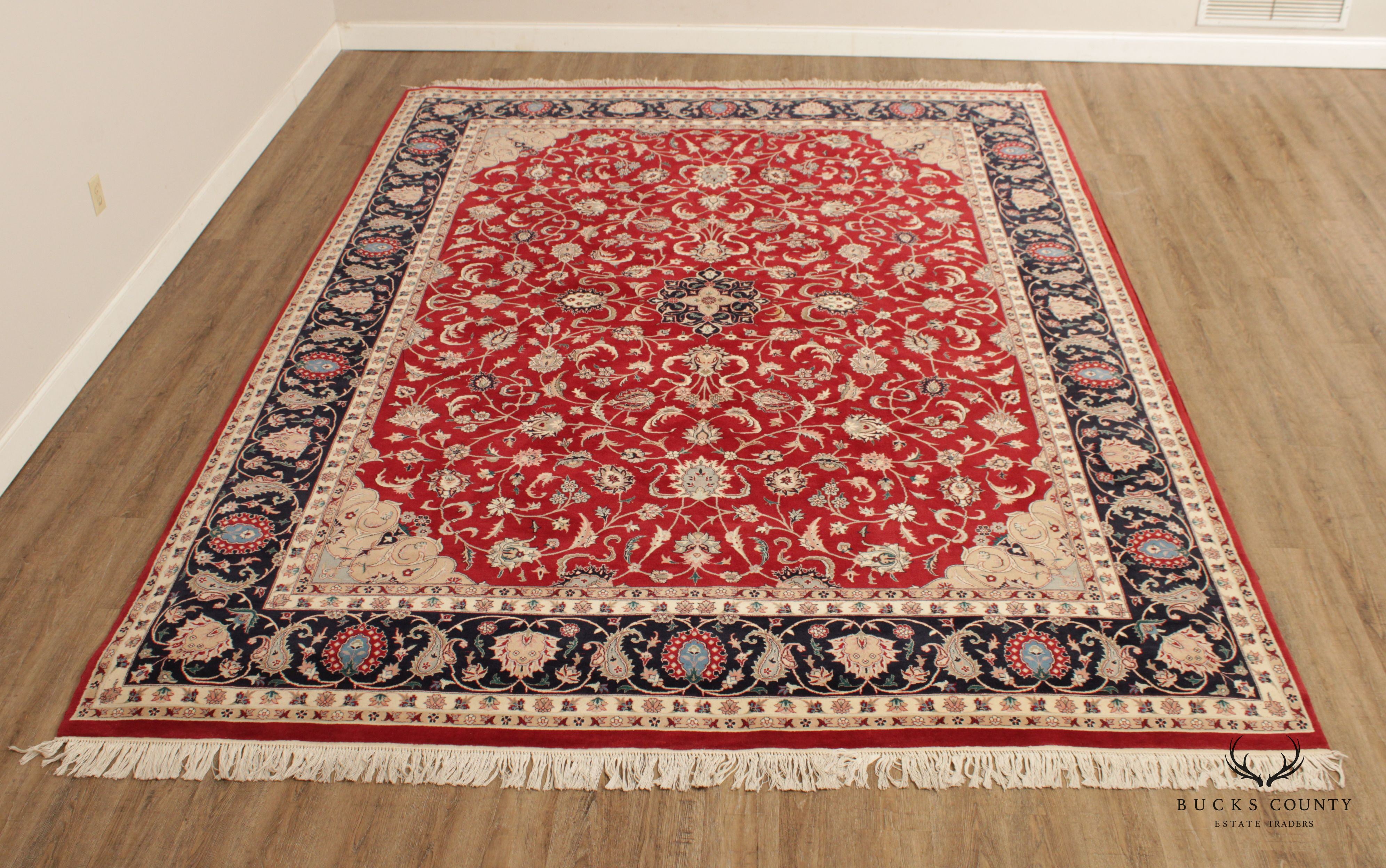 Persian Kashan Large Woven Wool Area Rug, 13' x 9'