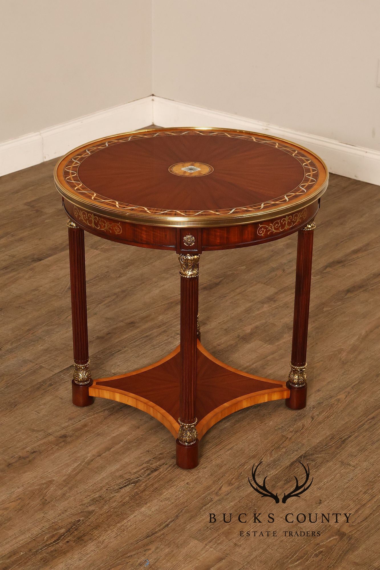 Theodore Alexander Pair of 'Paulette' Mahogany Side Tables