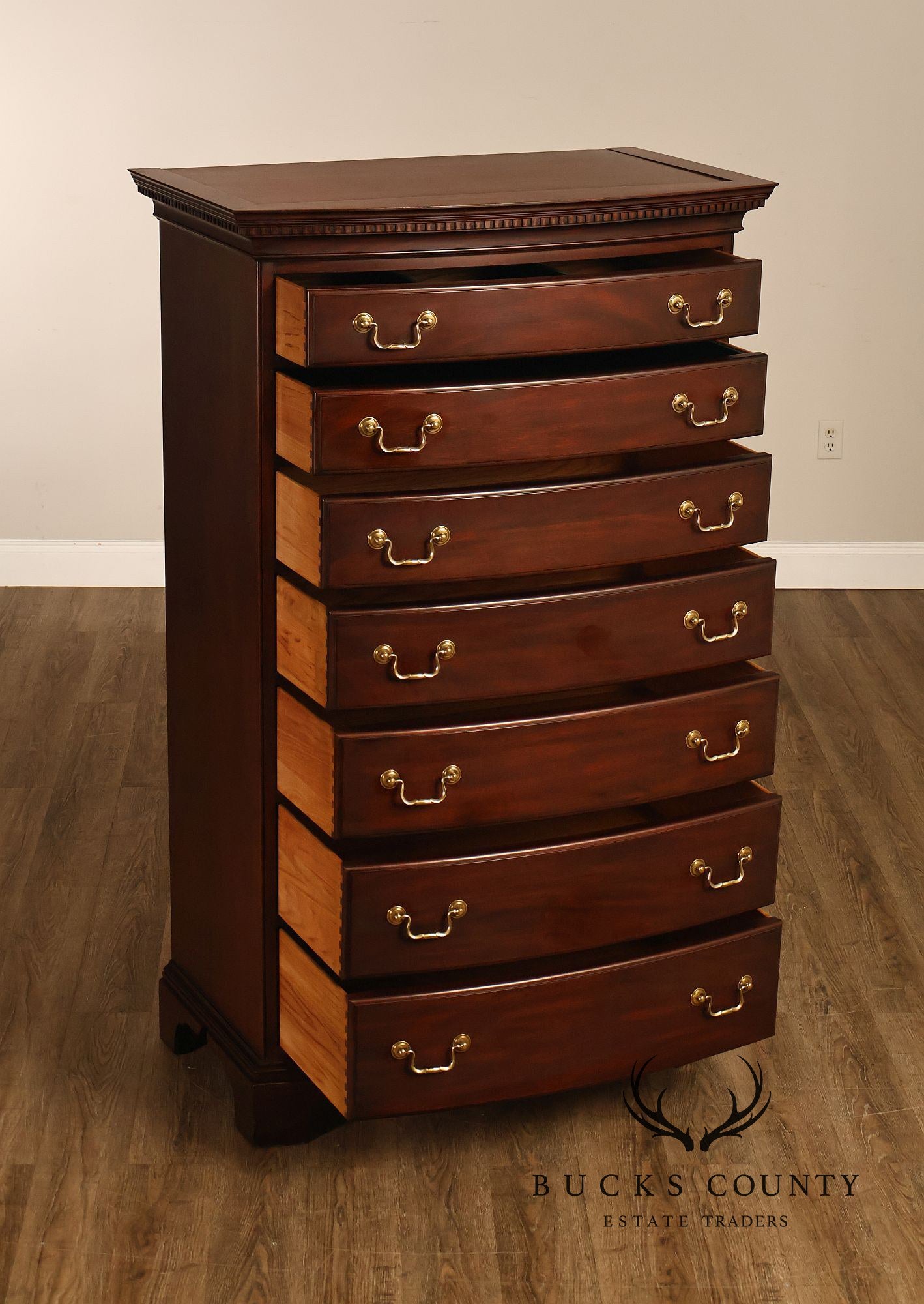 Henkel Harris Mahogany Bowfront Tall Chest