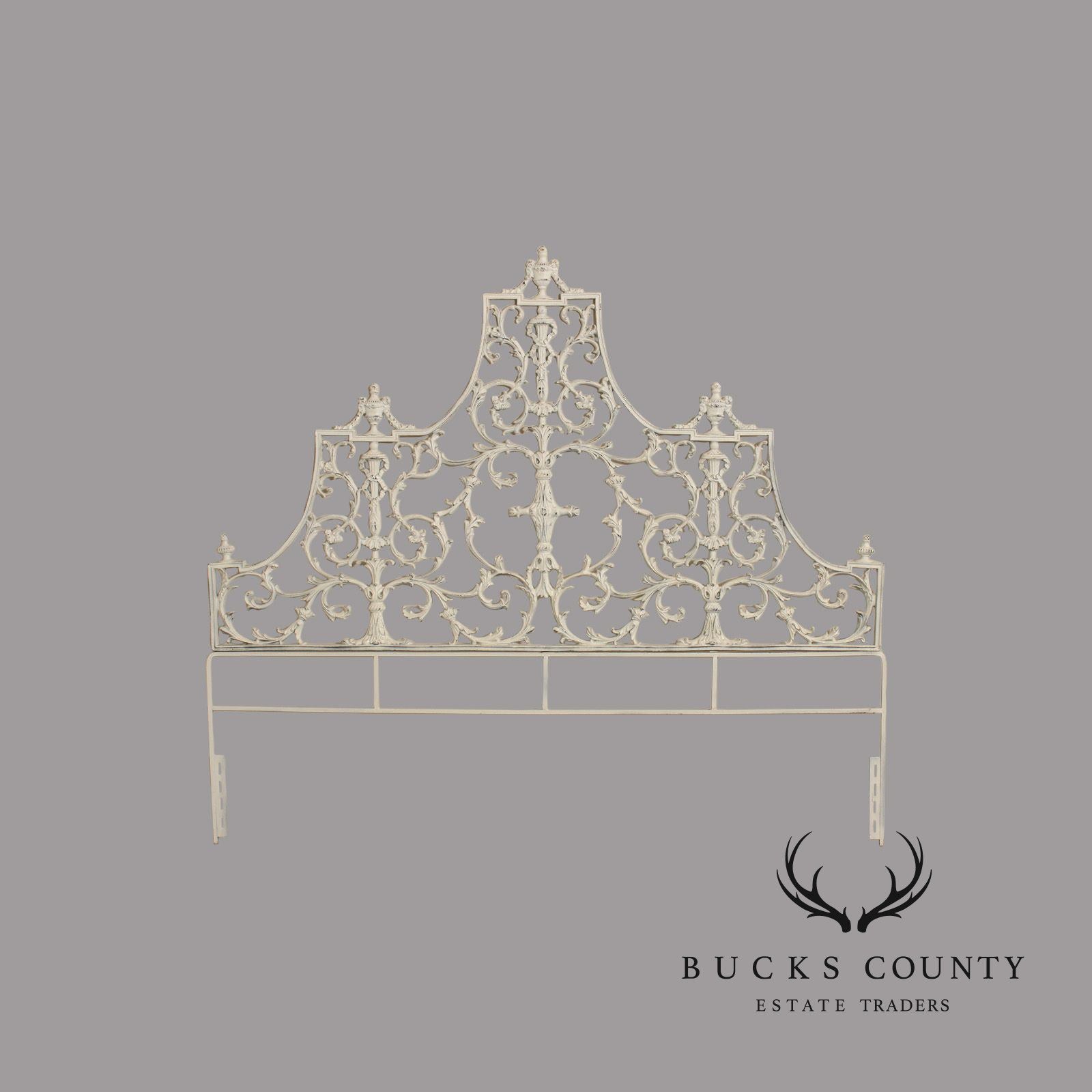 Rococo Style Ornate Metal King Headboard