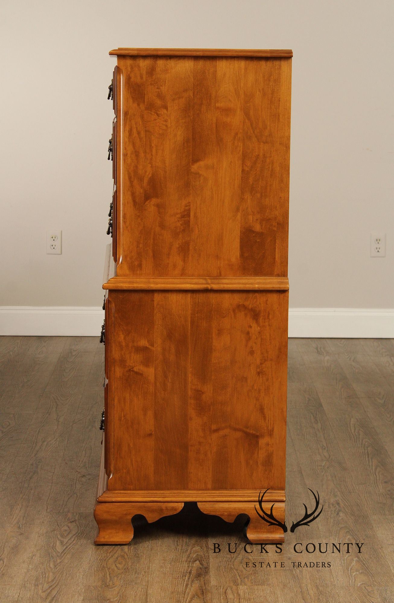 Ethan Allen Chippendale Style Maple Chest on Chest