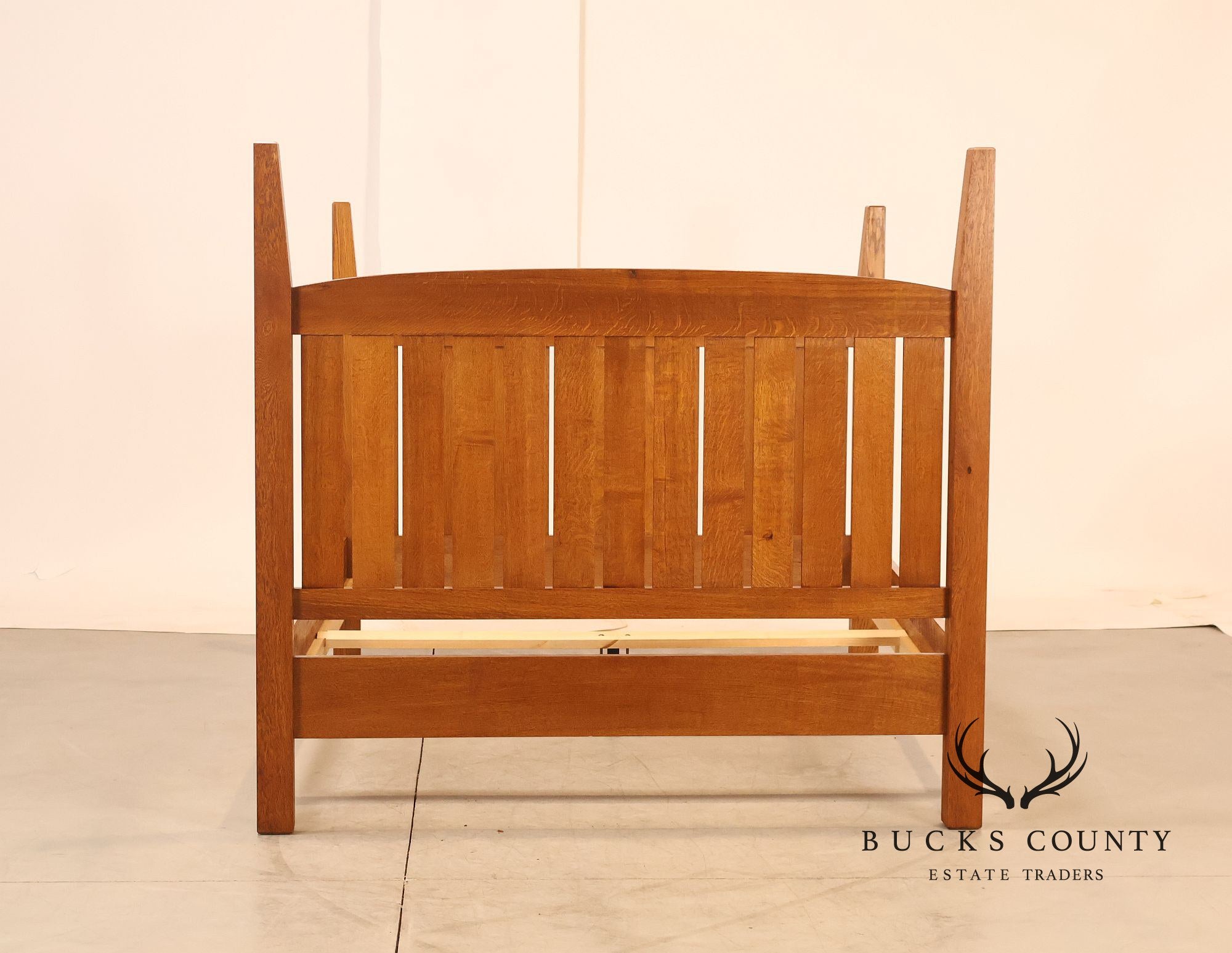 Custom Crafted Mission Style Oak Queen Bed Frame