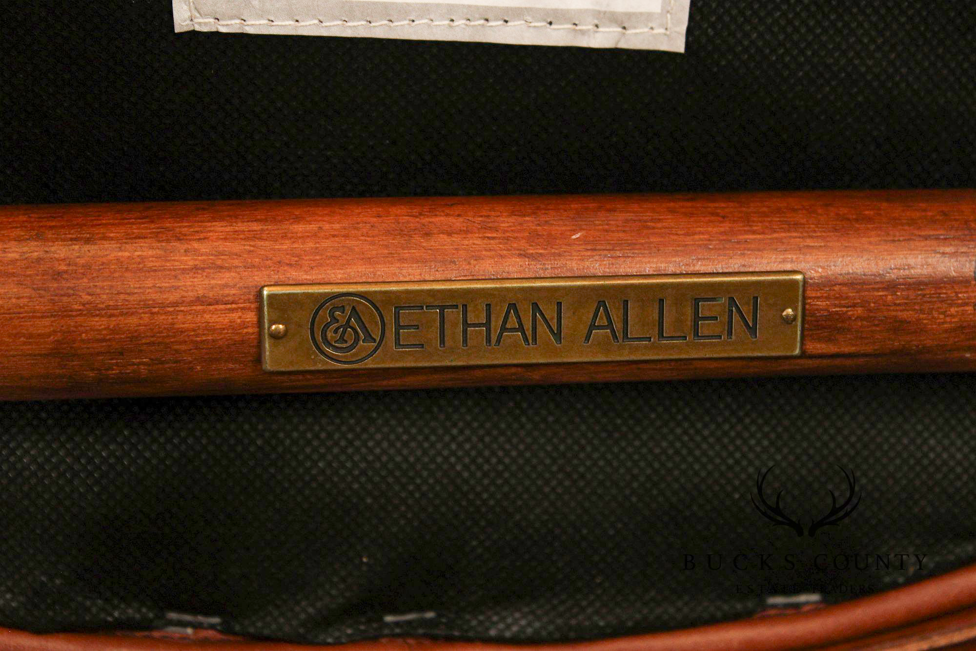 Pair Of Ethan Allen Leather And Rattan Bar Stools