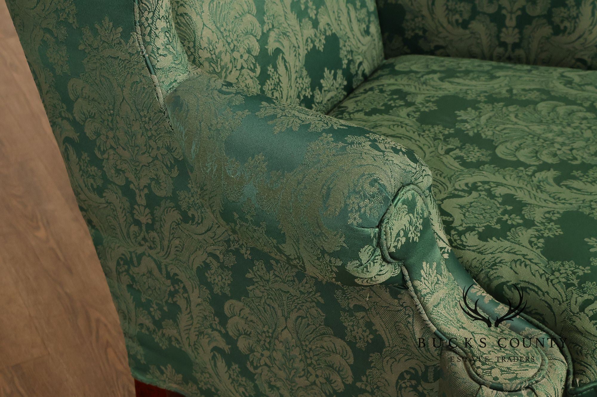 Highland House Queen Anne Style Pair Of Wingback Chairs