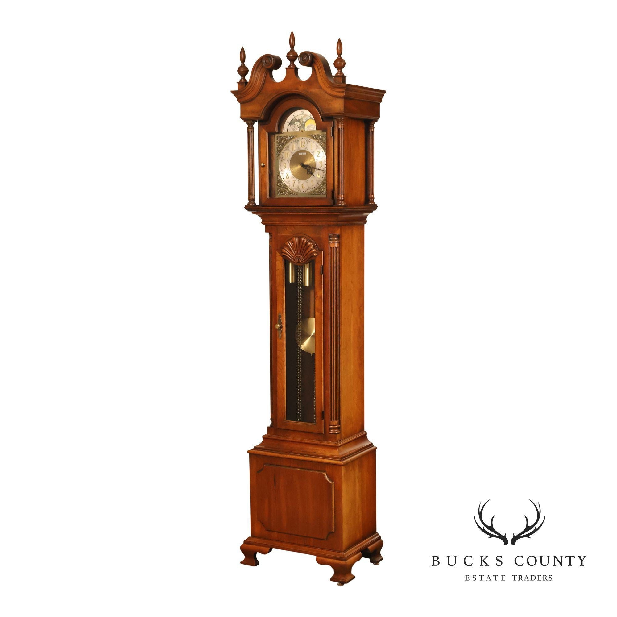 Howard Miller Chippendale Style Cherry Grandfather Grandmother Clock