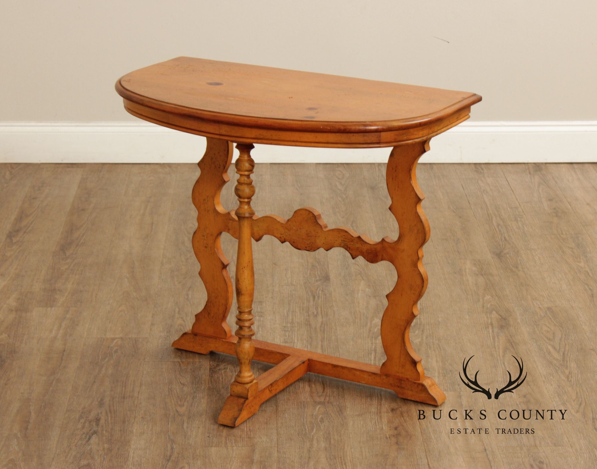 Spanish Baroque Style Pine Demilune Hall Table