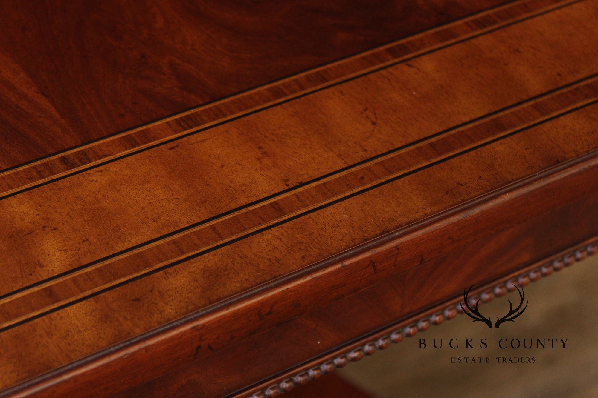 Regency Style Quality Banded Mahogany Double Pedestal Dining Table With 2 Leaves