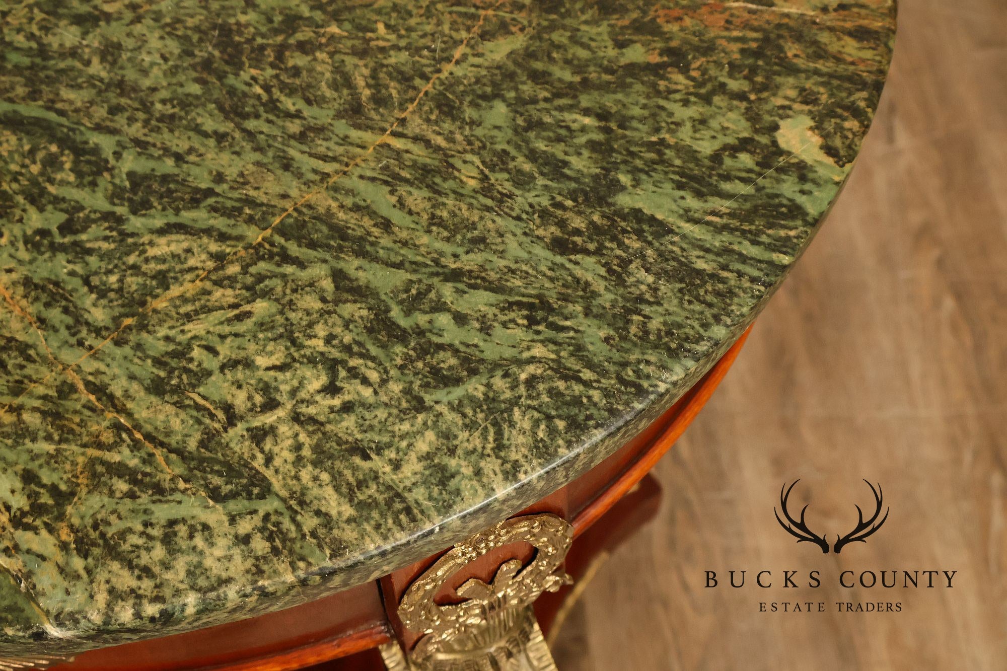 French Empire Style Pair Of Round Marble Top Ormolu Mounted Side Tables