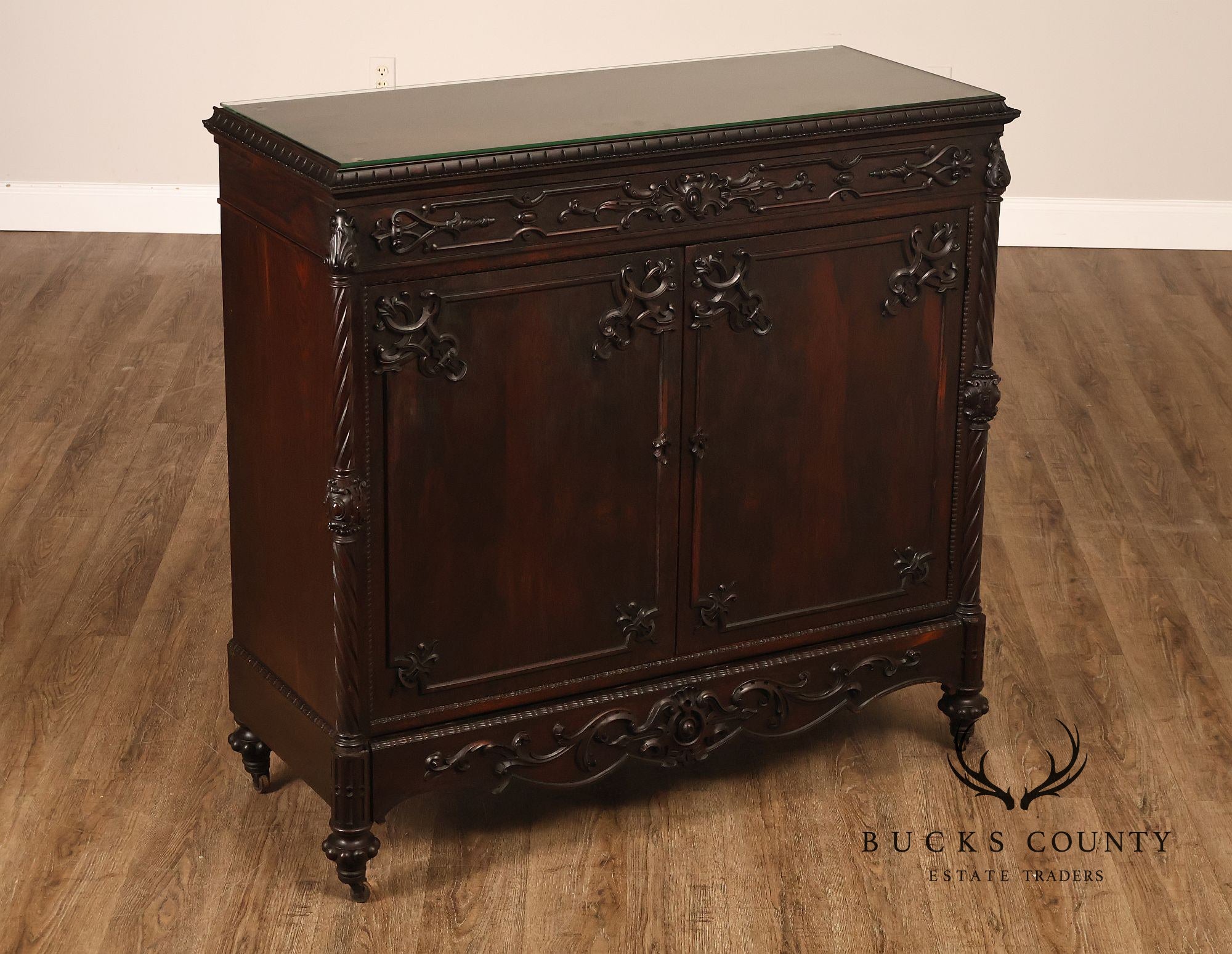 Antique Victorian Rosewood Carved Server