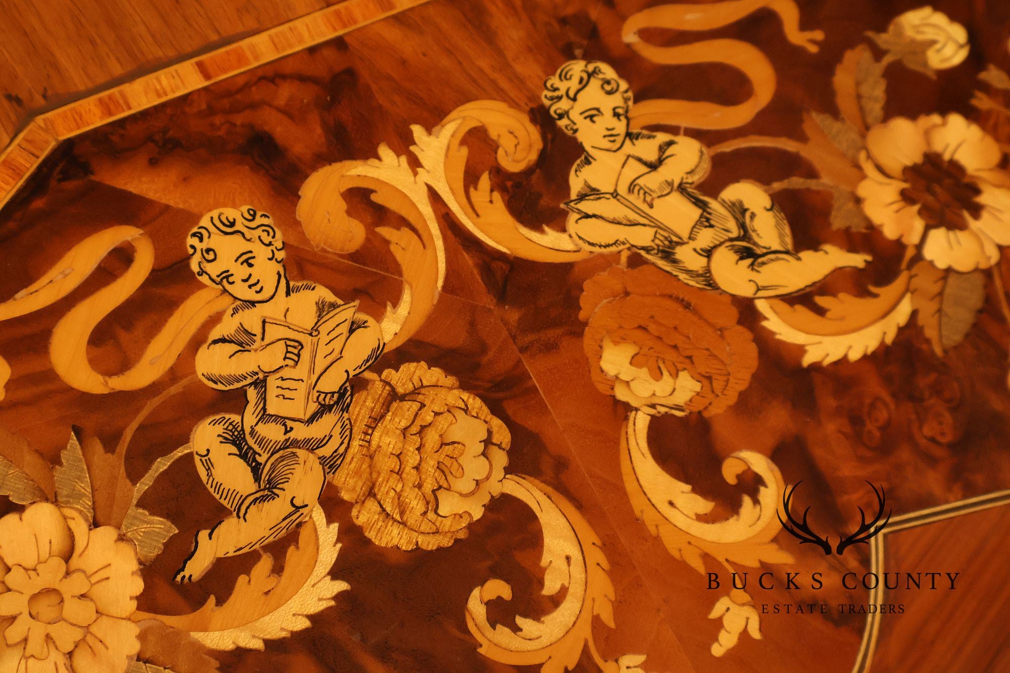 Italian Baroque Style Marquetry Inlaid Center Table